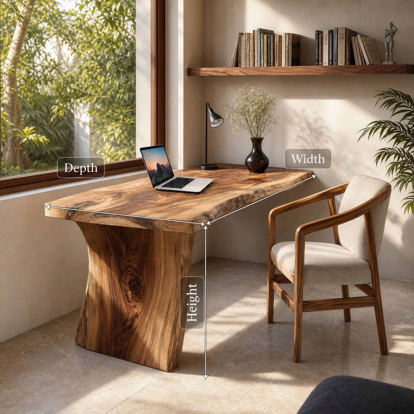 Farmhouse Wooden Live Edge Desk For Office And Study Room - product view 7