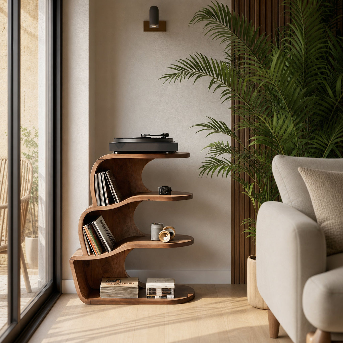 Farmhouse Wooden Record Player Cabinet For Entryway - product view 2