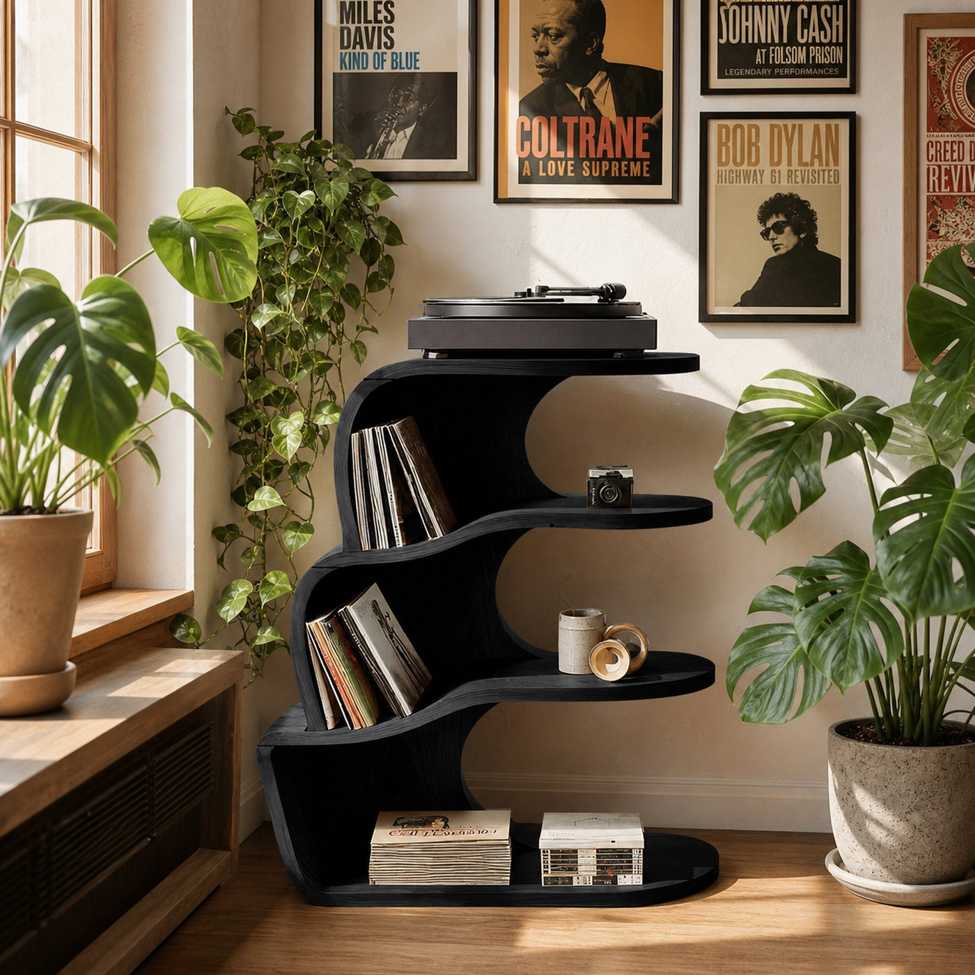 Farmhouse Wooden Record Player Cabinet For Entryway - product view 4