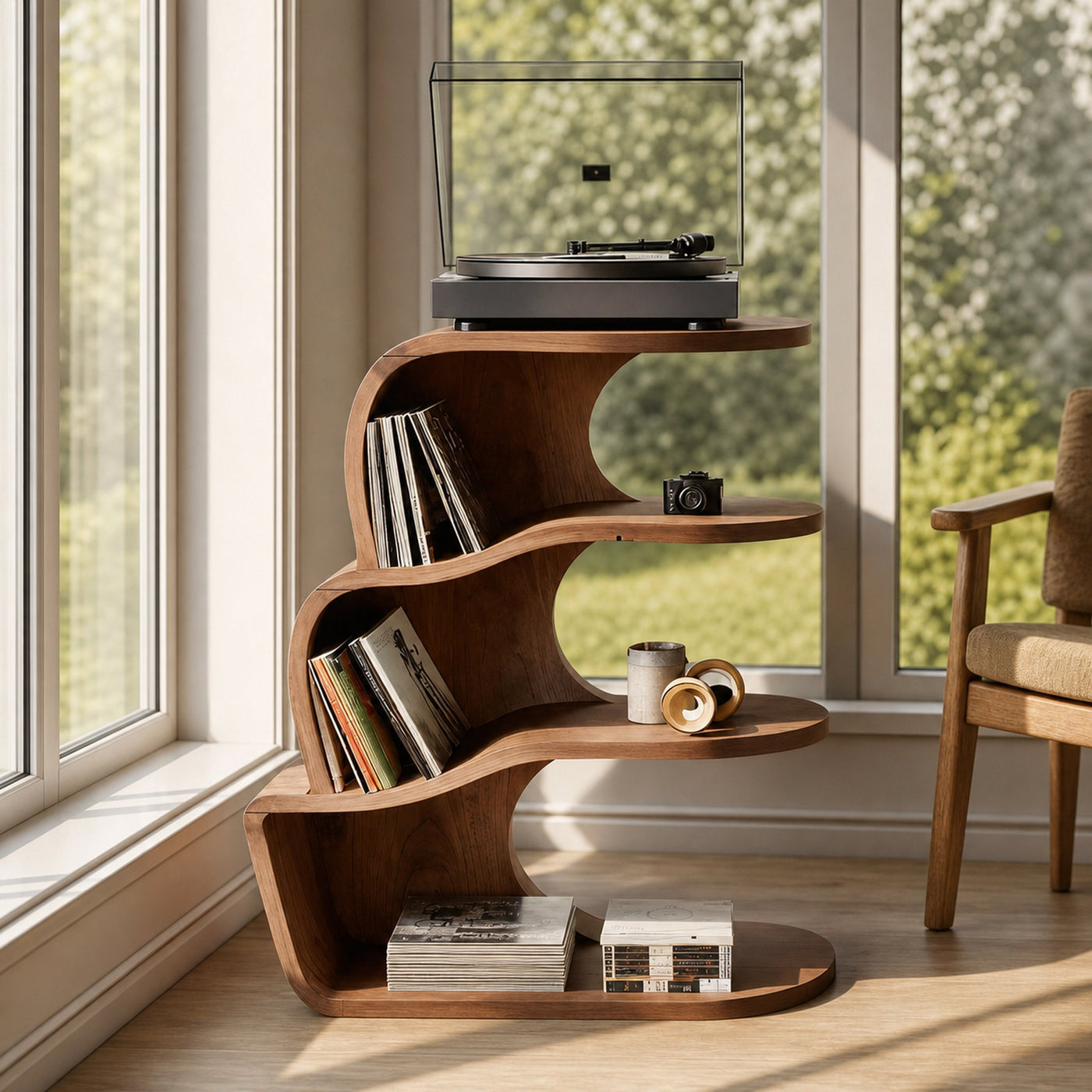 Farmhouse Wooden Record Player Cabinet For Entryway - product view 6