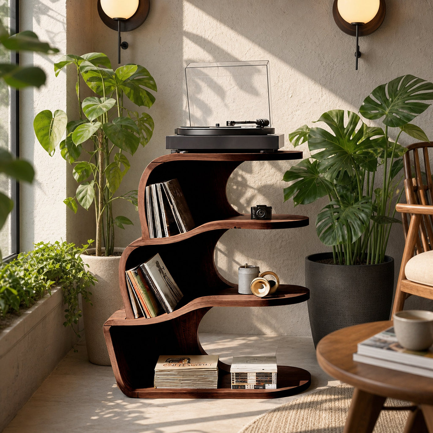 Farmhouse Wooden Record Player Cabinet For Entryway - product view 7