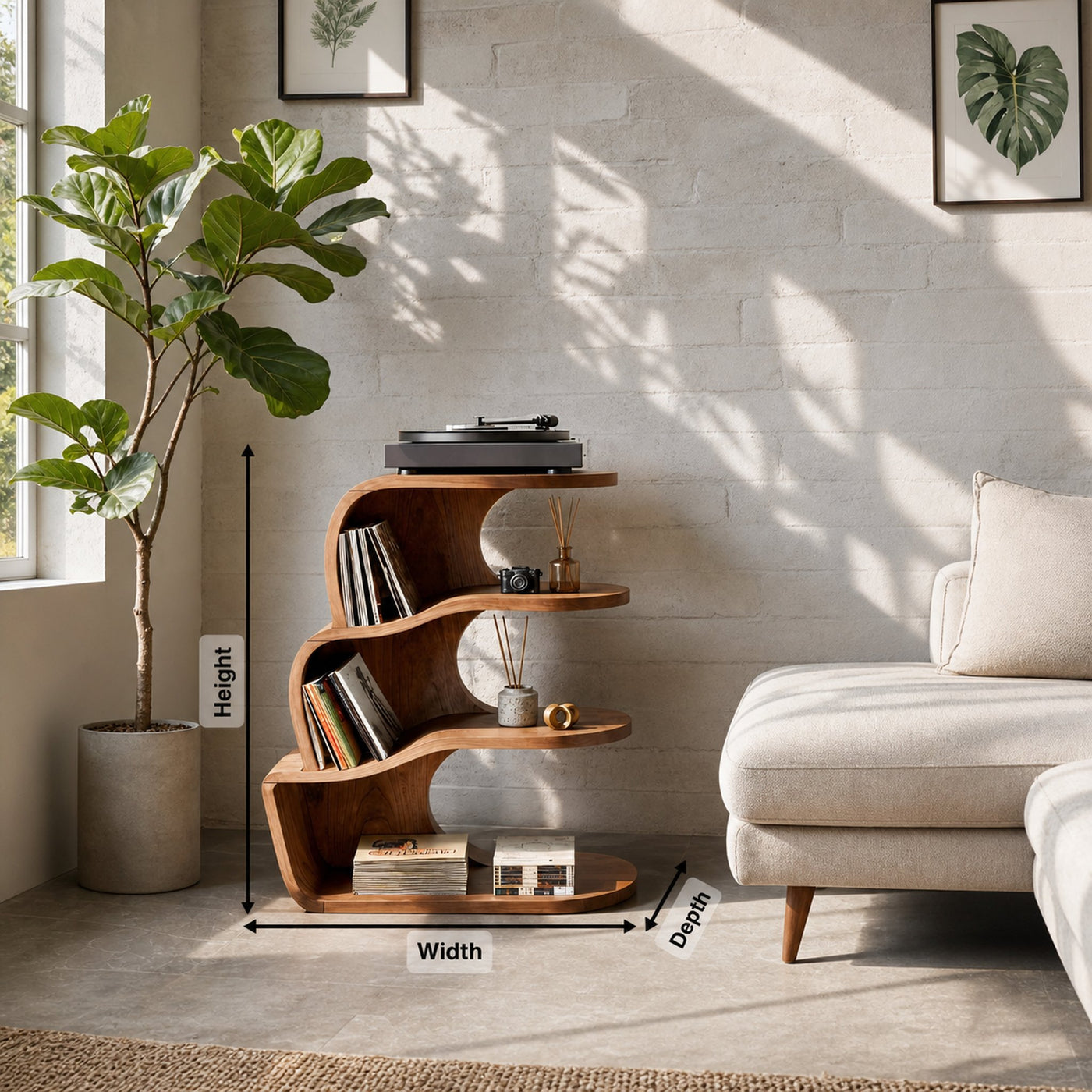 Farmhouse Wooden Record Player Cabinet For Entryway - product view 8