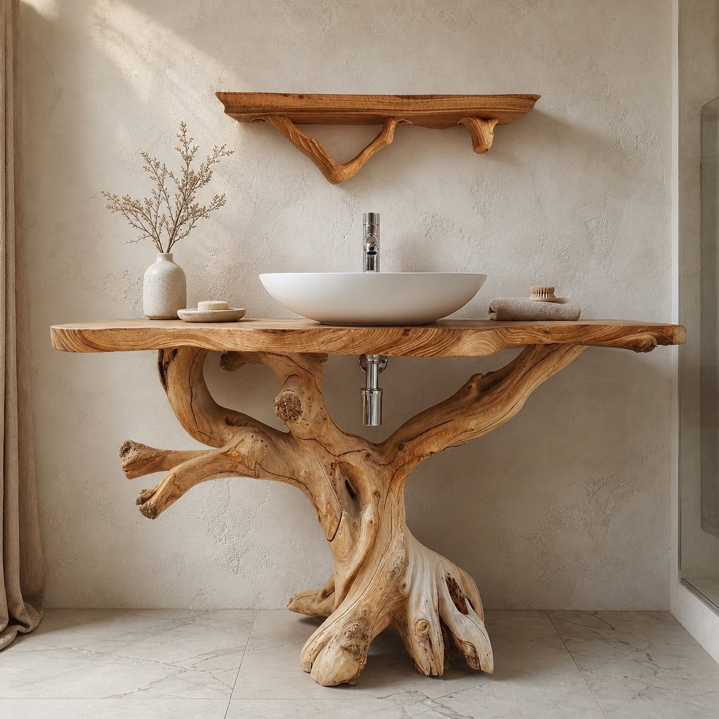 Floating Natural Wood Bathroom