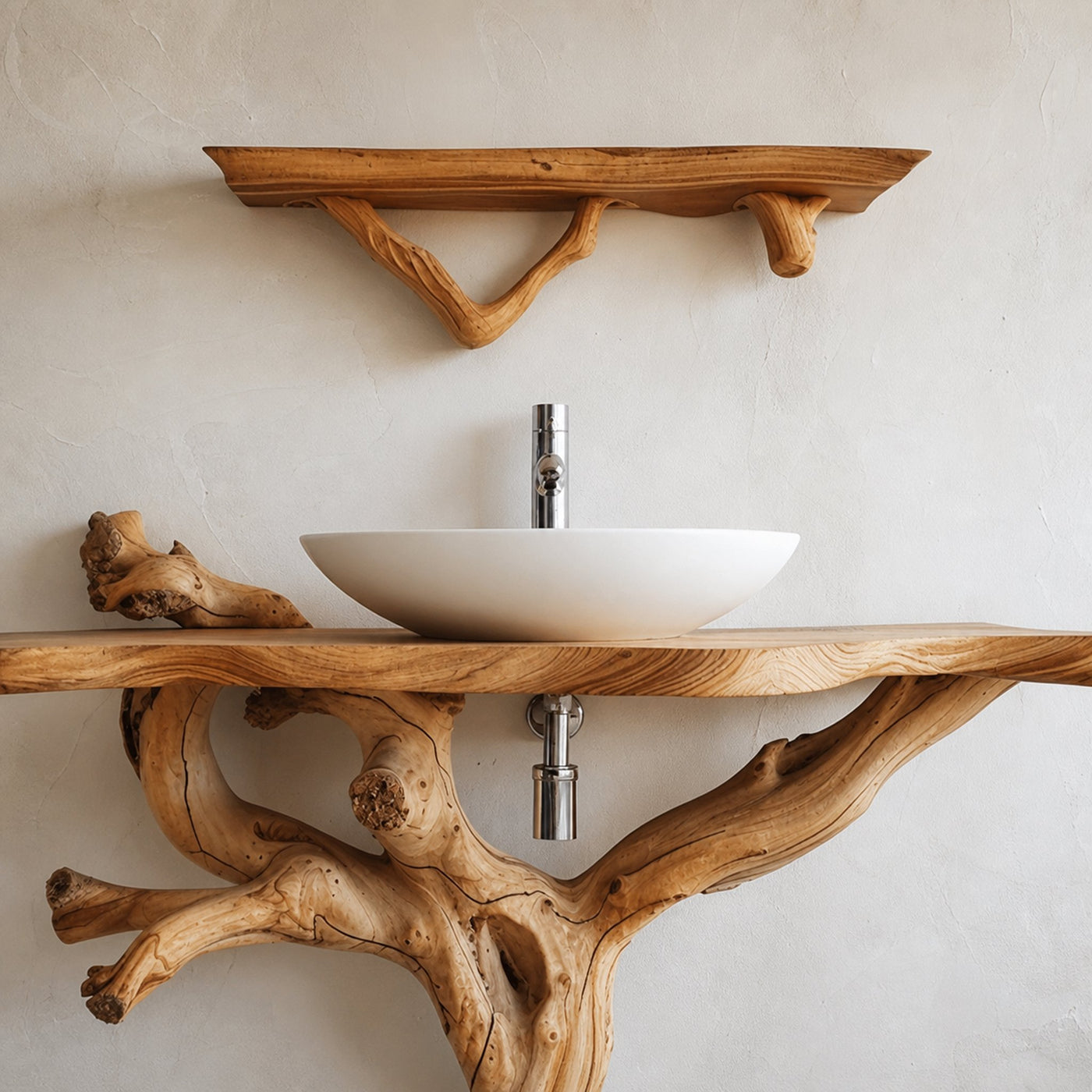 Floating Natural Wood Bathroom - product view 2