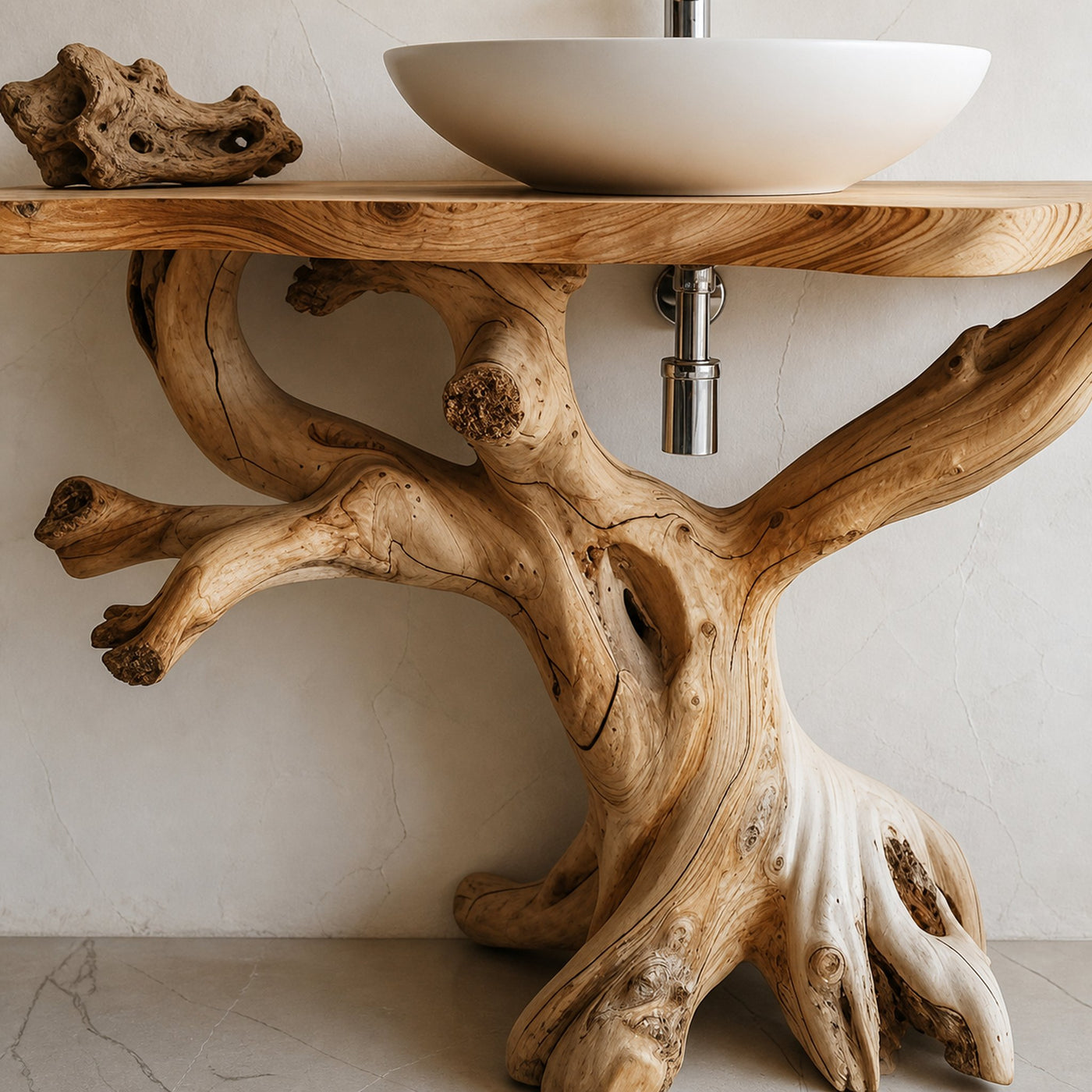 Floating Natural Wood Bathroom - product view 3