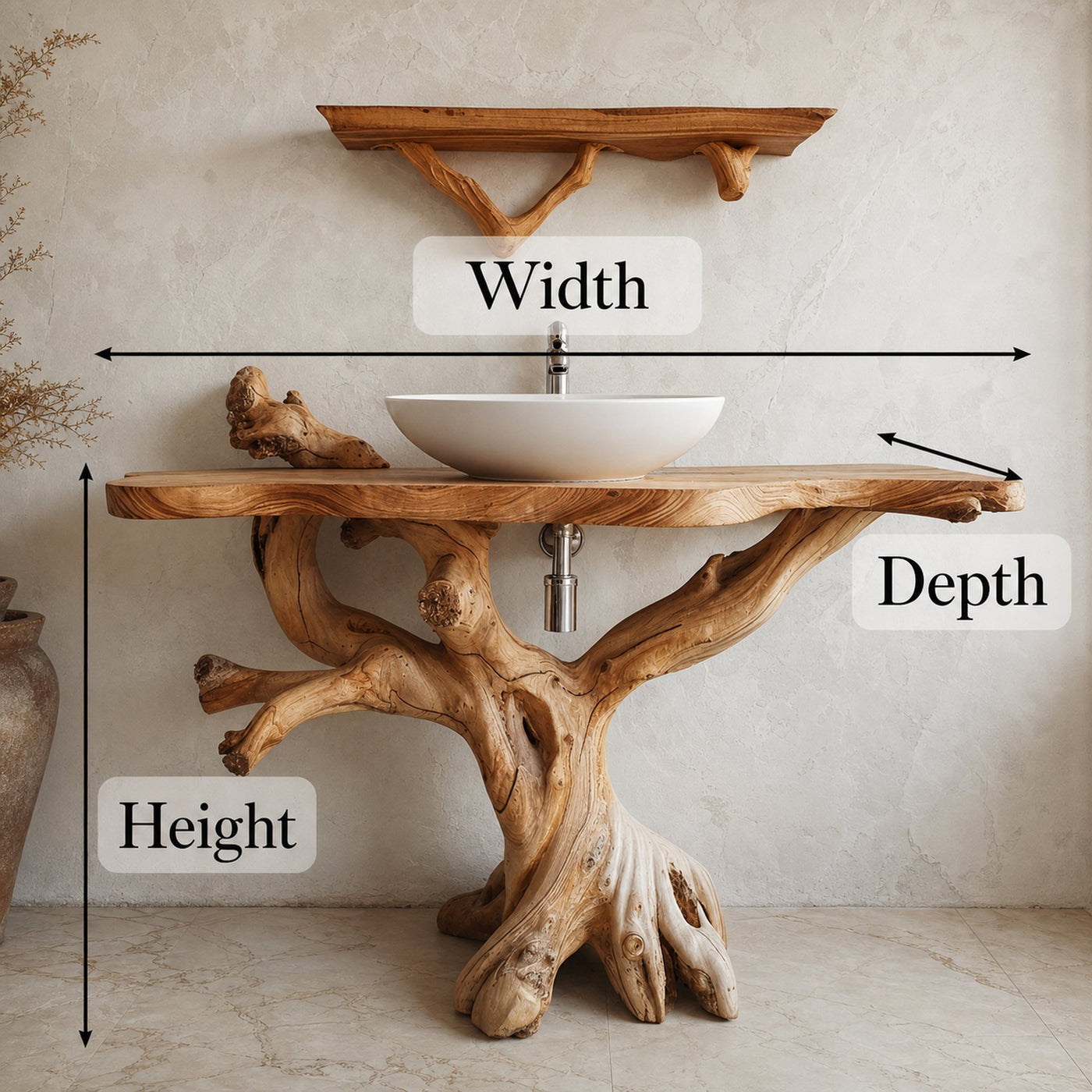 Floating Natural Wood Bathroom - product view 4