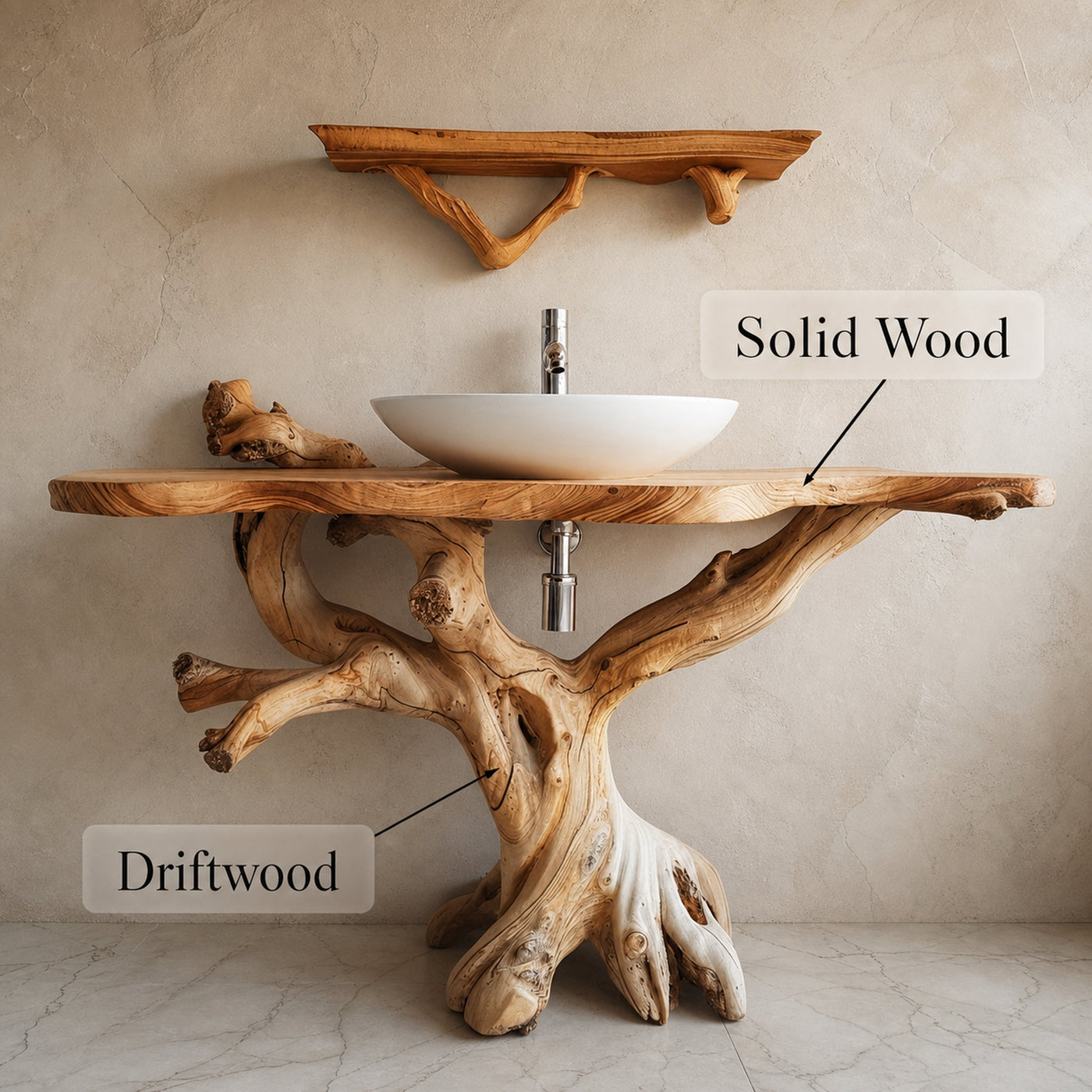 Floating Natural Wood Bathroom - product view 5