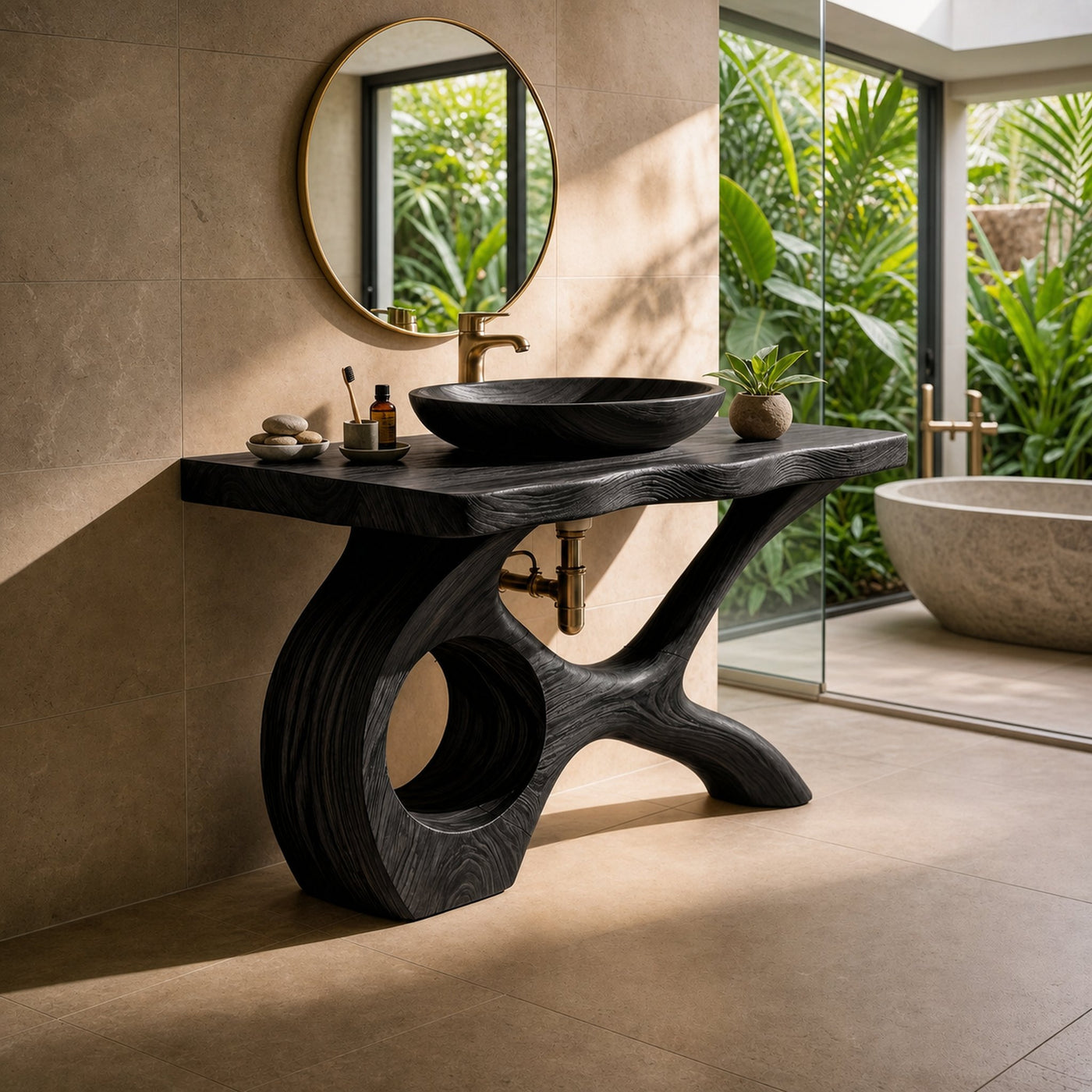 Floating Natural Wood Vanity Unit For Master Bath - product view 4