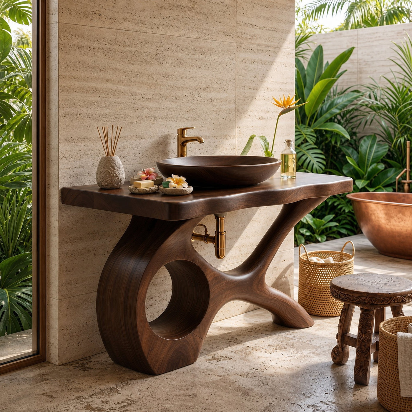 Floating Natural Wood Vanity Unit For Master Bath - product view 7