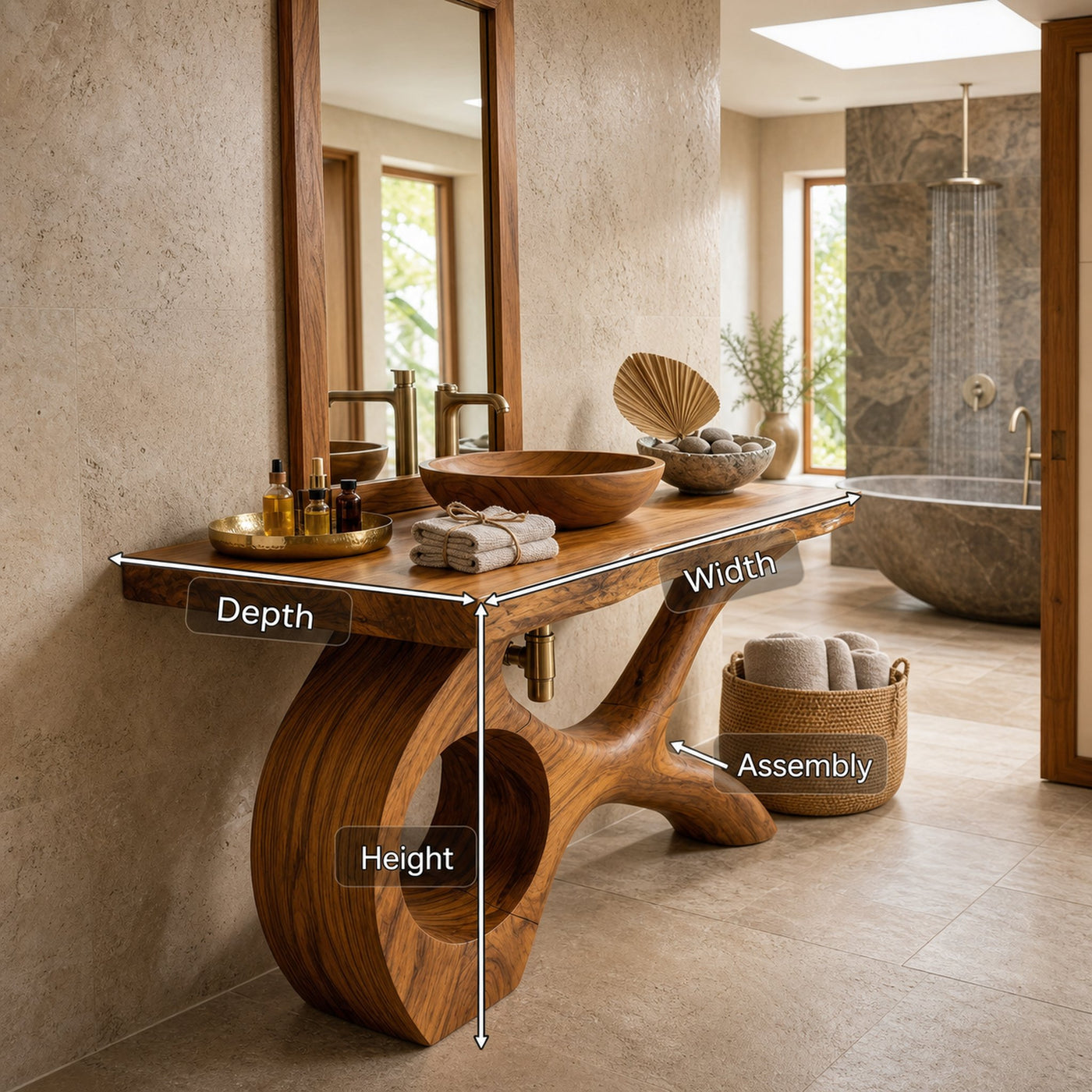 Floating Natural Wood Vanity Unit For Master Bath - product view 8