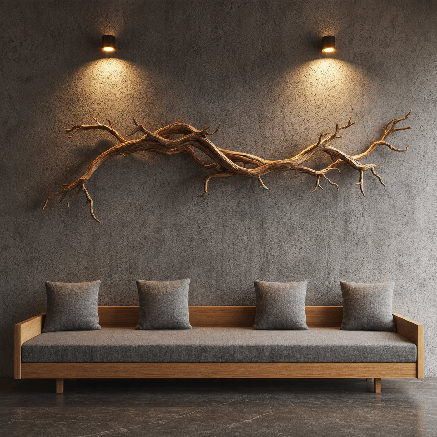 Flowing Branch Solid Wood Wall Sculpture Organic Modern Interior Decor