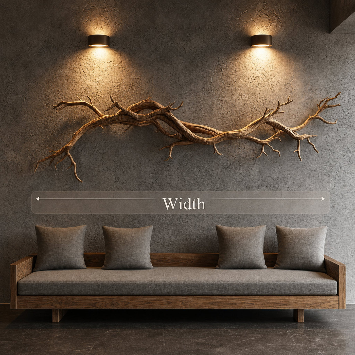 Flowing Branch Solid Wood Wall Sculpture Organic Modern Interior Decor - product view 4