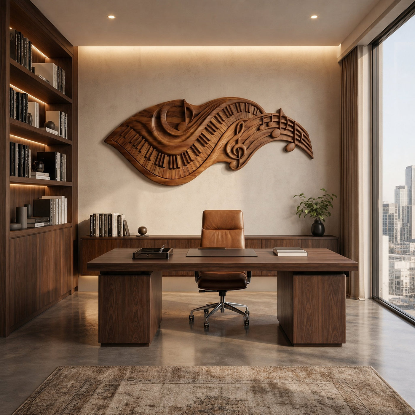 Flowing Piano Keys Wooden Wall Art For Living Room - product view 3