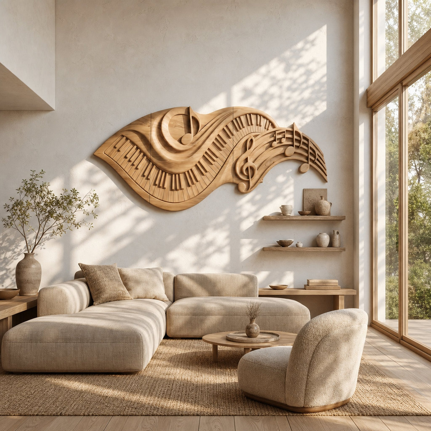 Flowing Piano Keys Wooden Wall Art For Living Room - product view 5