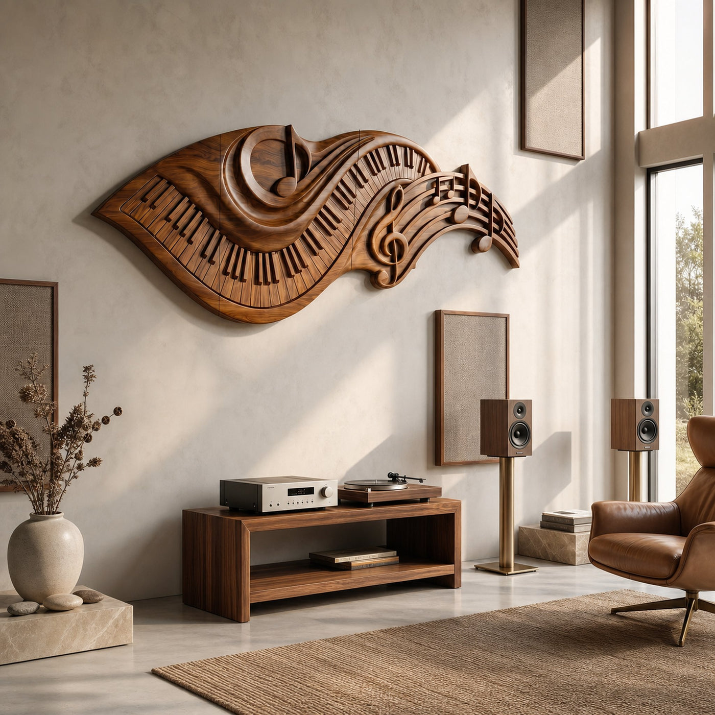 Flowing Piano Keys Wooden Wall Art For Living Room - product view 6