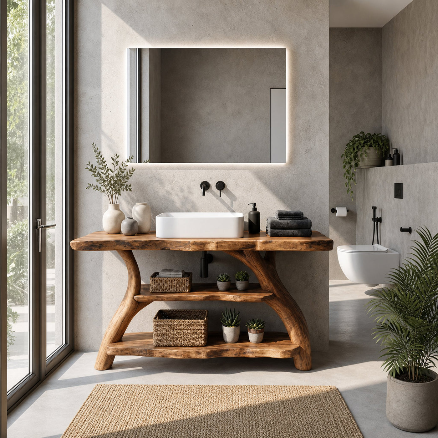 Handcrafted Bathroom Vanity Solid Wood Live Edge For Modern Bathroom - product view 6