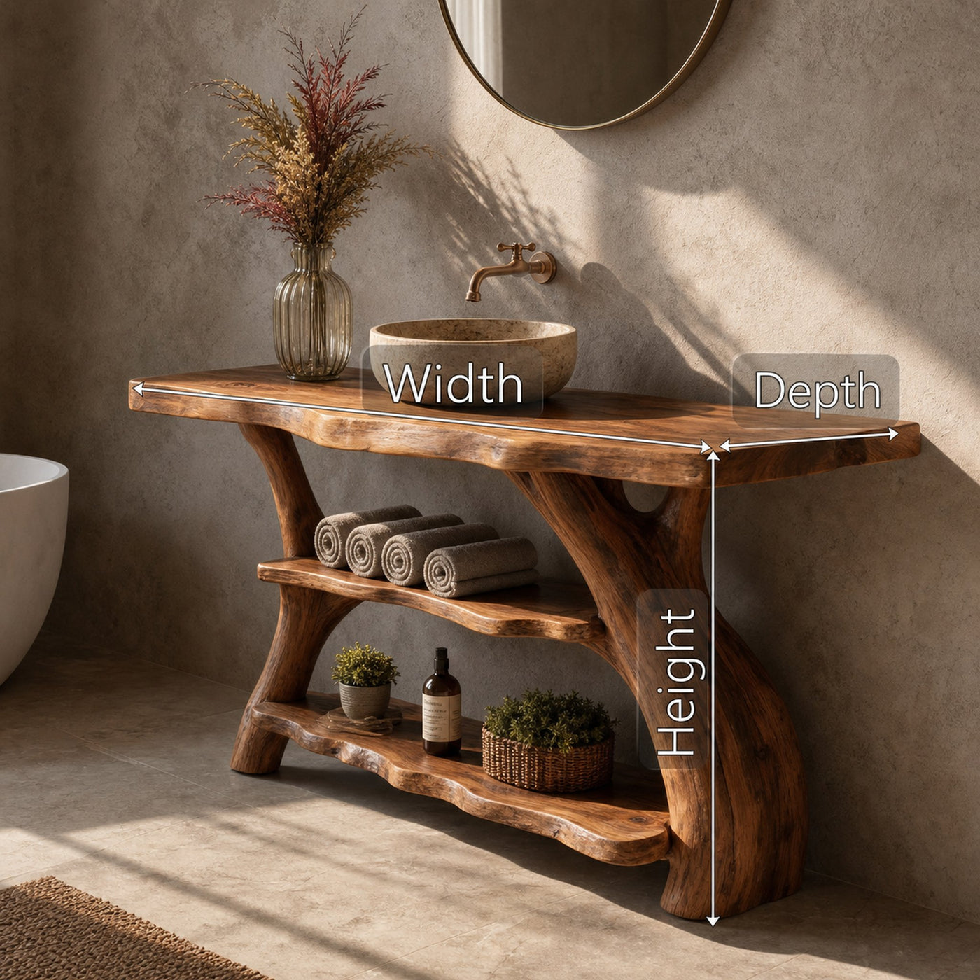 Handcrafted Bathroom Vanity Solid Wood Live Edge For Modern Bathroom - product view 7
