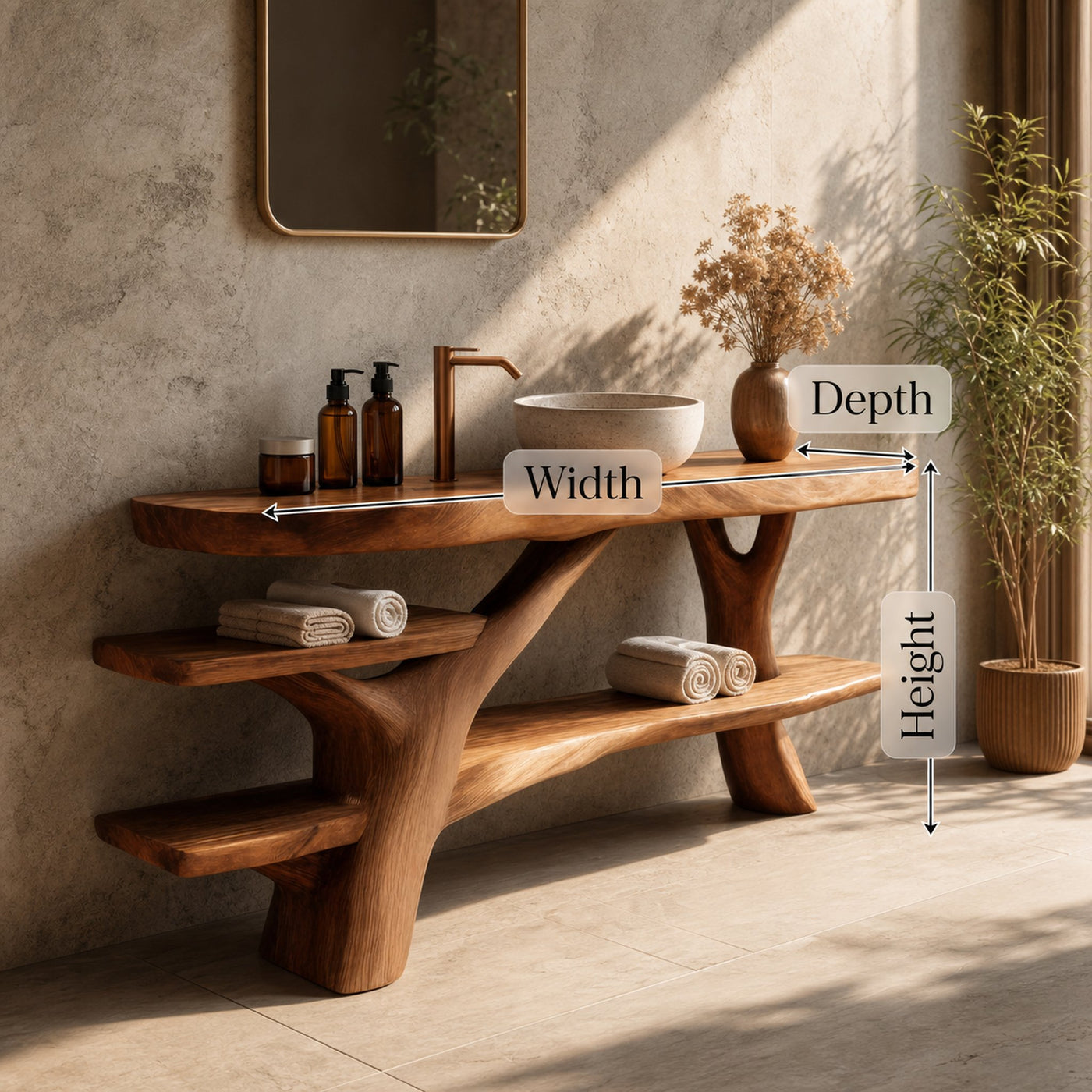 Handcrafted Bathroom Vanity Solid Wood With Shelf For Modern Bath - product view 7