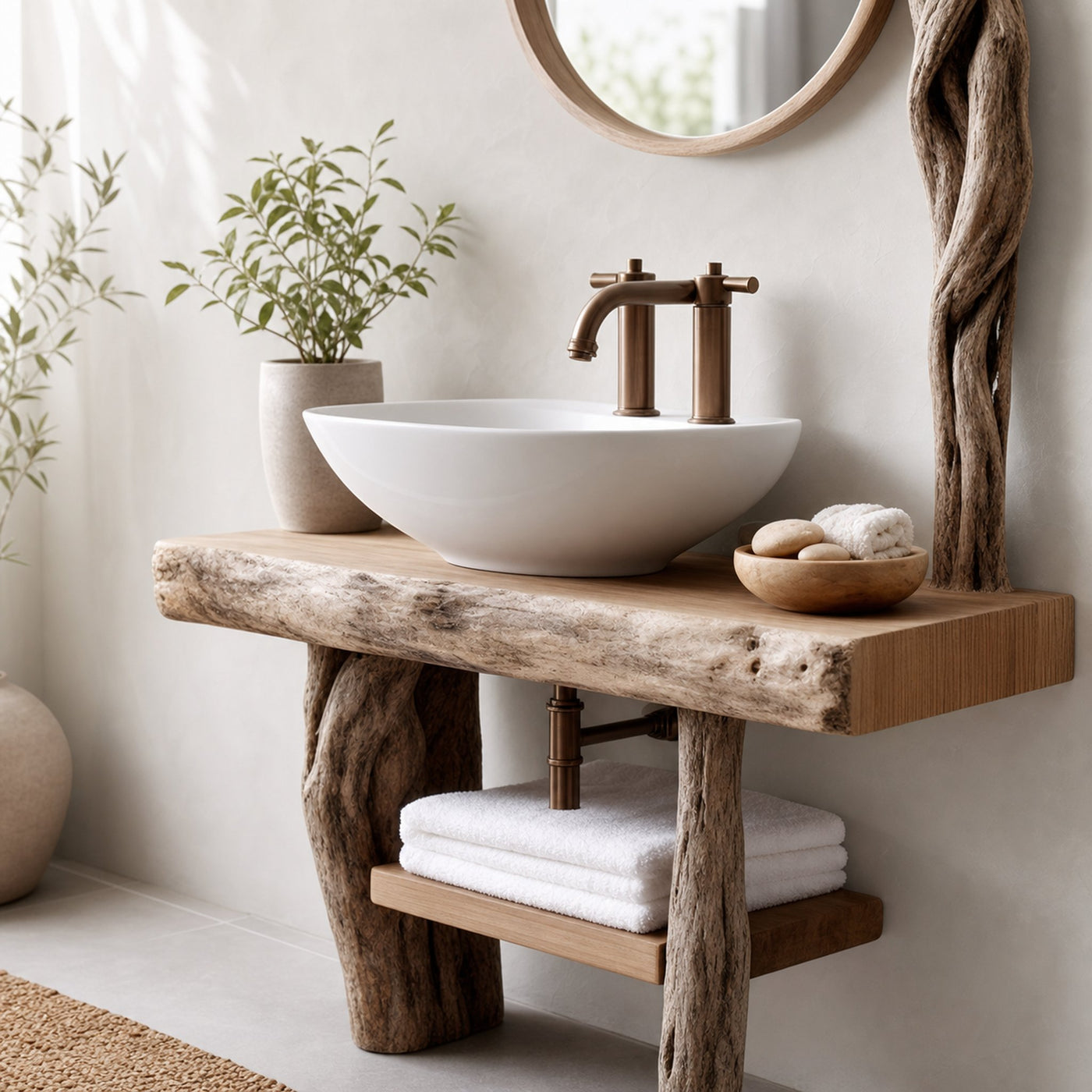 Handcrafted Counter Bathroom Vanity - product view 3