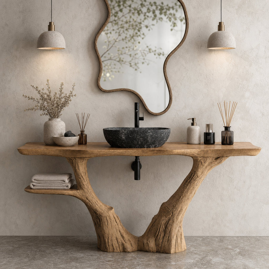 Handcrafted Counter Vanity For Stylish Bathroom Interiors