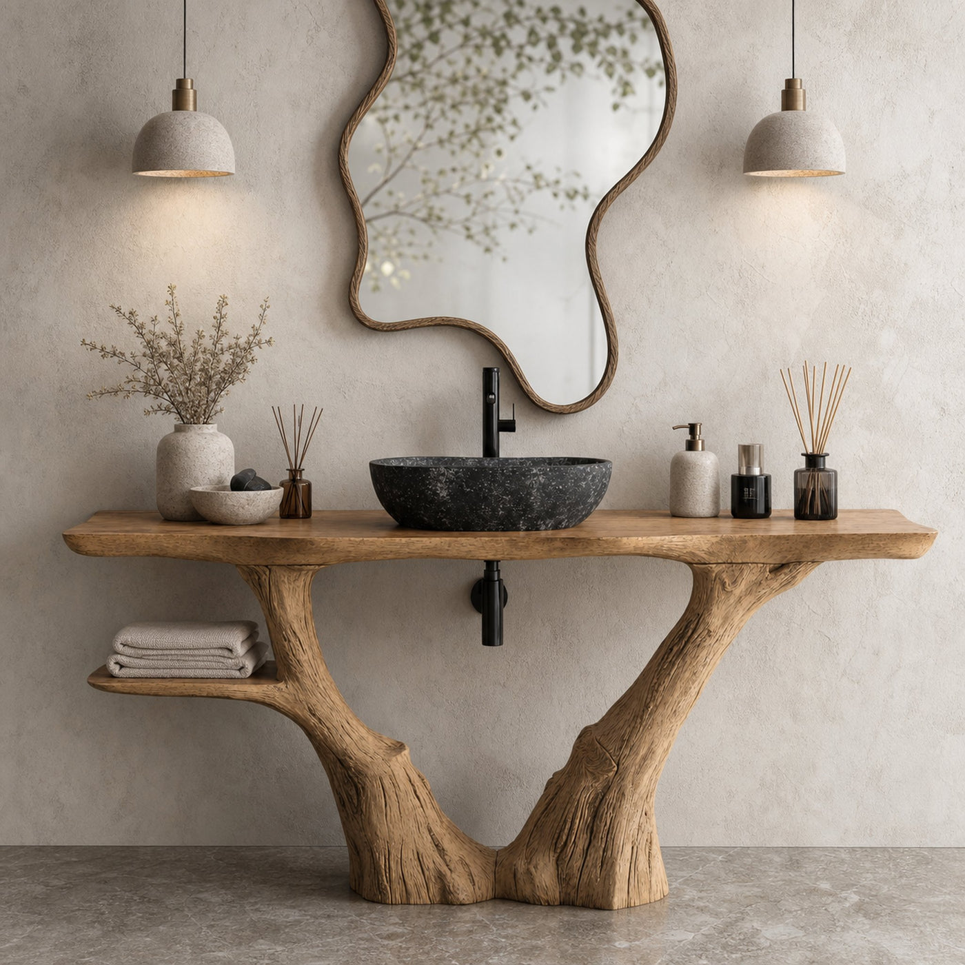 Handcrafted Counter Vanity For Stylish Bathroom Interiors