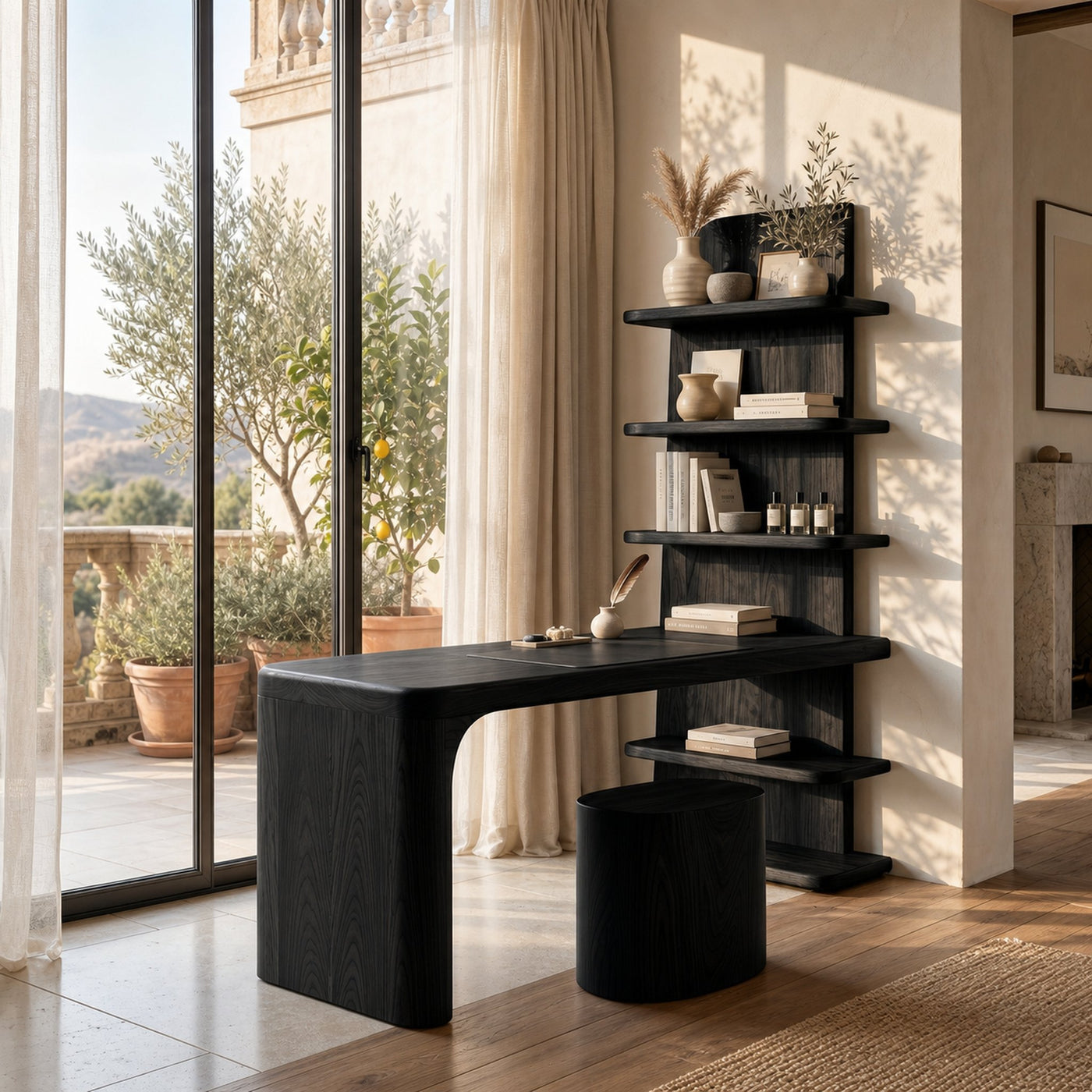 Handcrafted Desk With Open Bookshelf Design For Bedroom And Workspace - product view 4