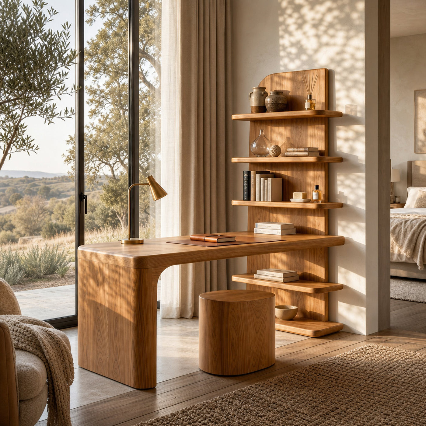 Handcrafted Desk With Open Bookshelf Design For Bedroom And Workspace - product view 5