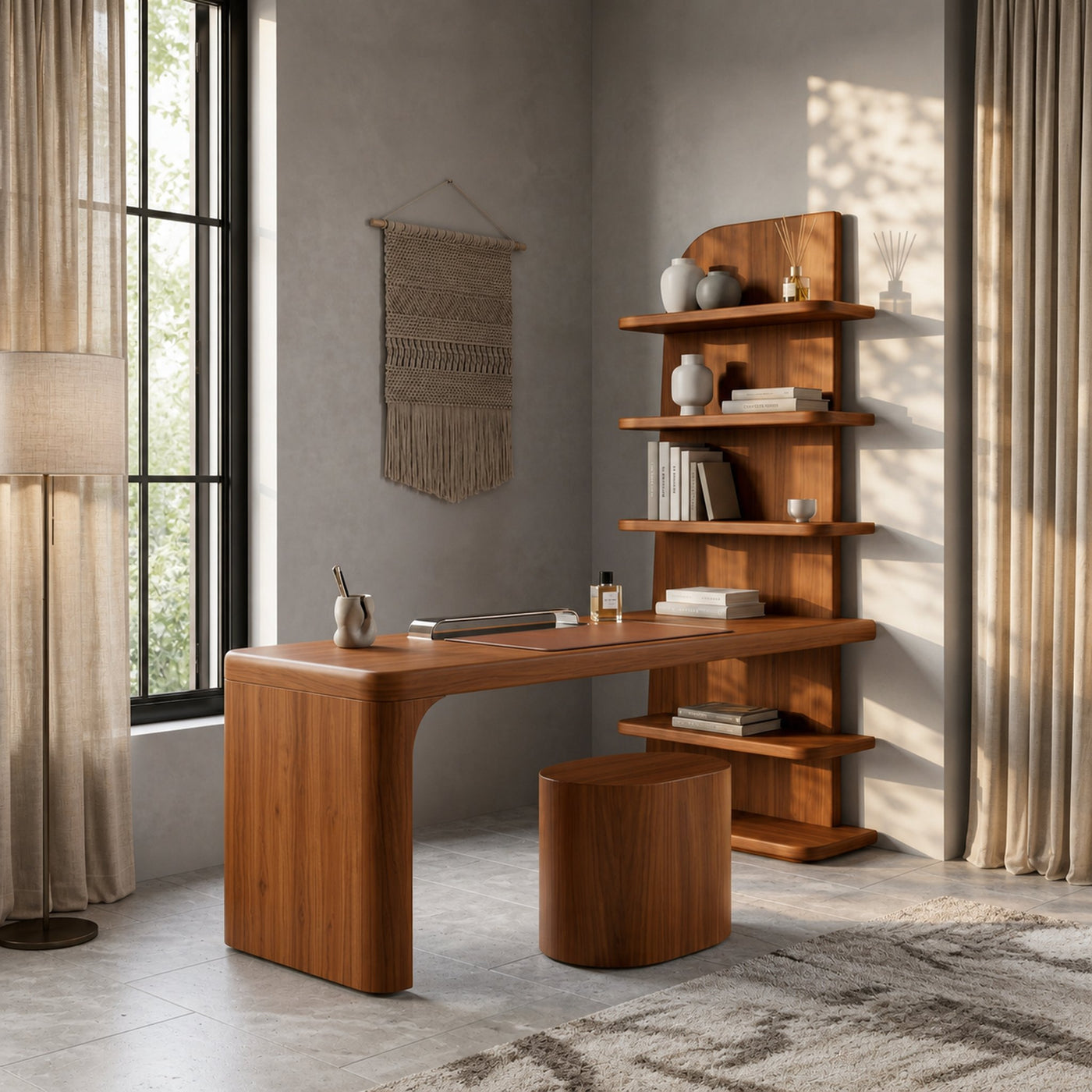 Handcrafted Desk With Open Bookshelf Design For Bedroom And Workspace - product view 6