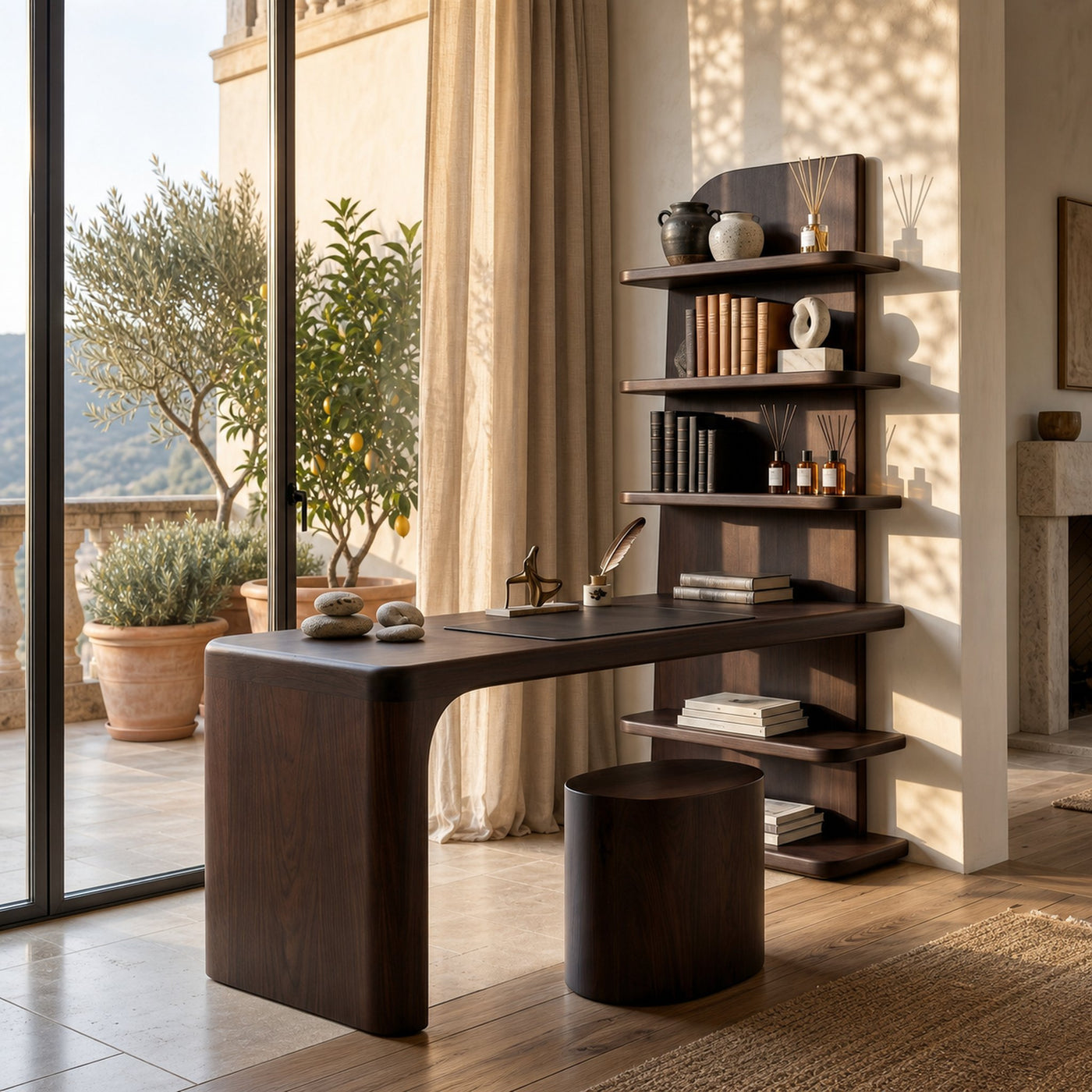 Handcrafted Desk With Open Bookshelf Design For Bedroom And Workspace - product view 7