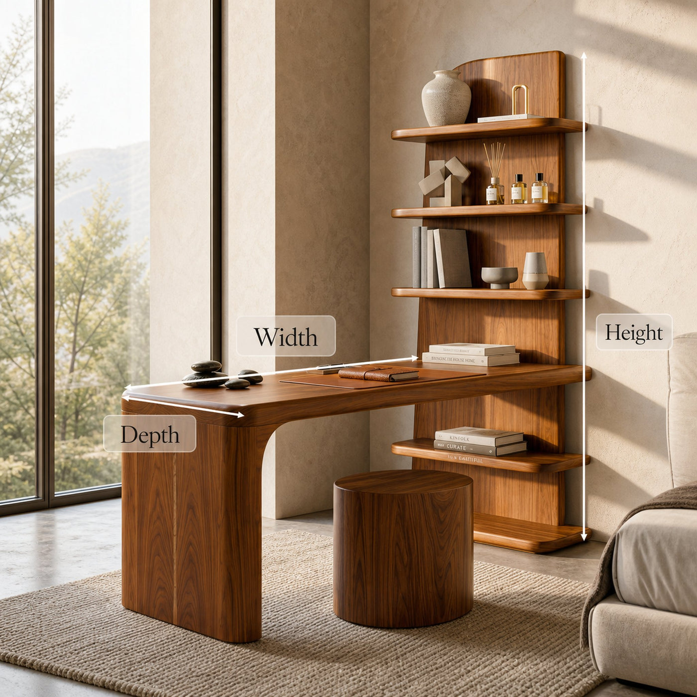Handcrafted Desk With Open Bookshelf Design For Bedroom And Workspace - product view 8