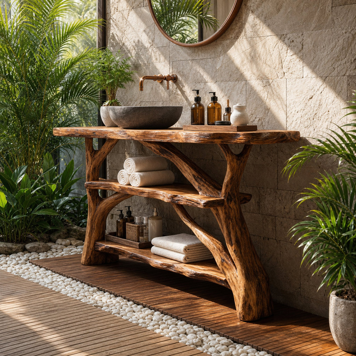 Handcrafted Live Edge Bathroom Vanity For Unique Bathroom Decor