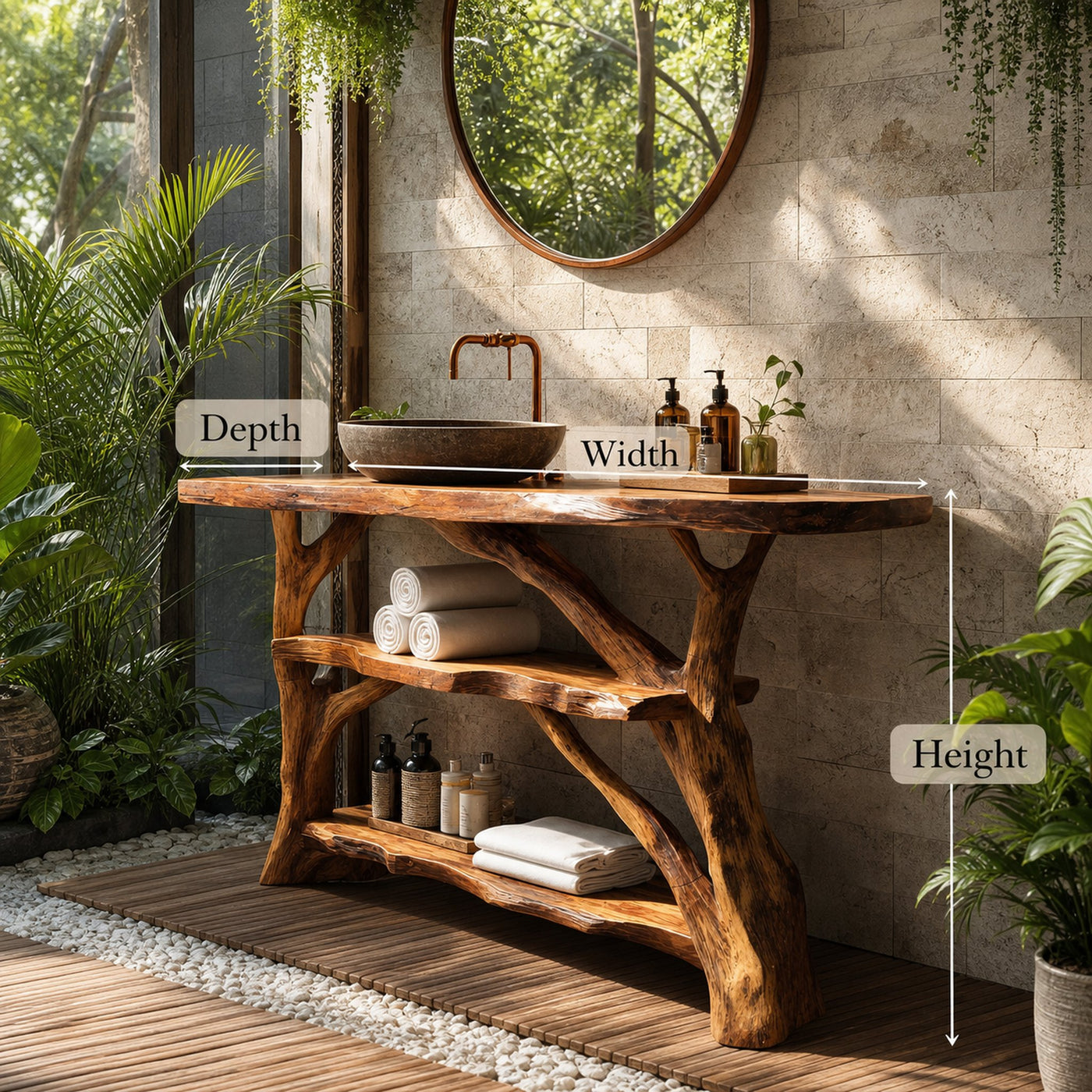 Handcrafted Live Edge Bathroom Vanity For Unique Bathroom Decor - product view 6