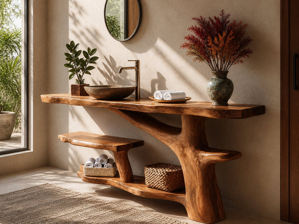 Rootstock Redtail Live Edge Bathroom Vanity with Trunk Base