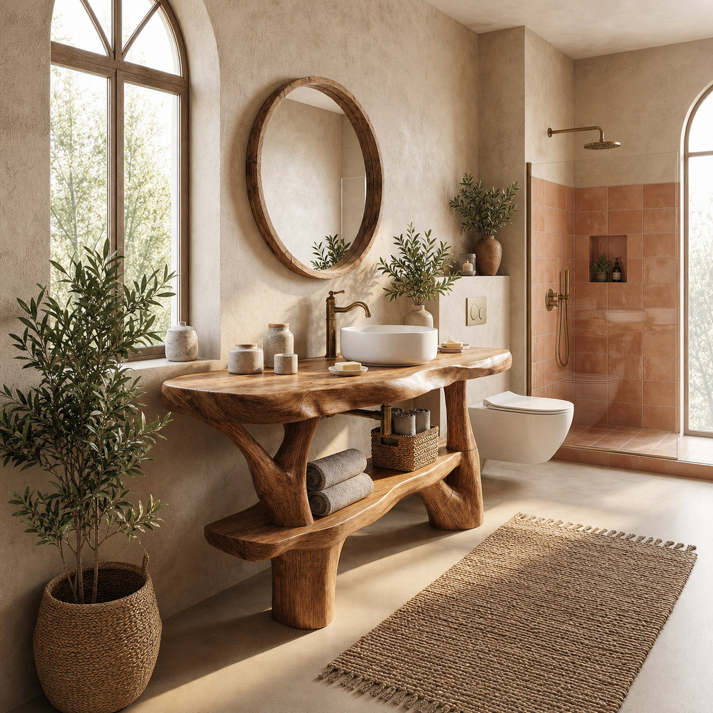 Handcrafted Live Edge Bathroom Vanity Organic Wood For Spa Bathroom - product view 3