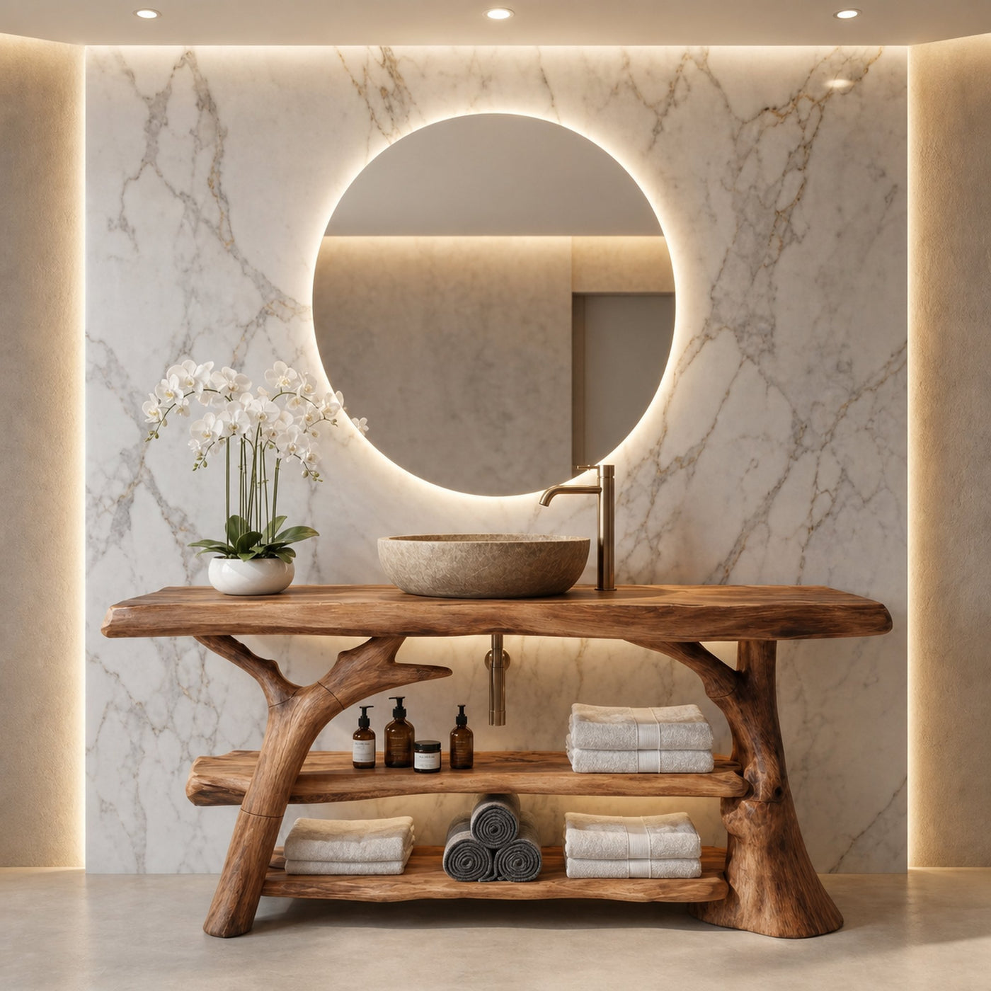 Handcrafted Live Edge Bathroom Vanity Solid Wood Sink For Modern Bathroom - product view 2