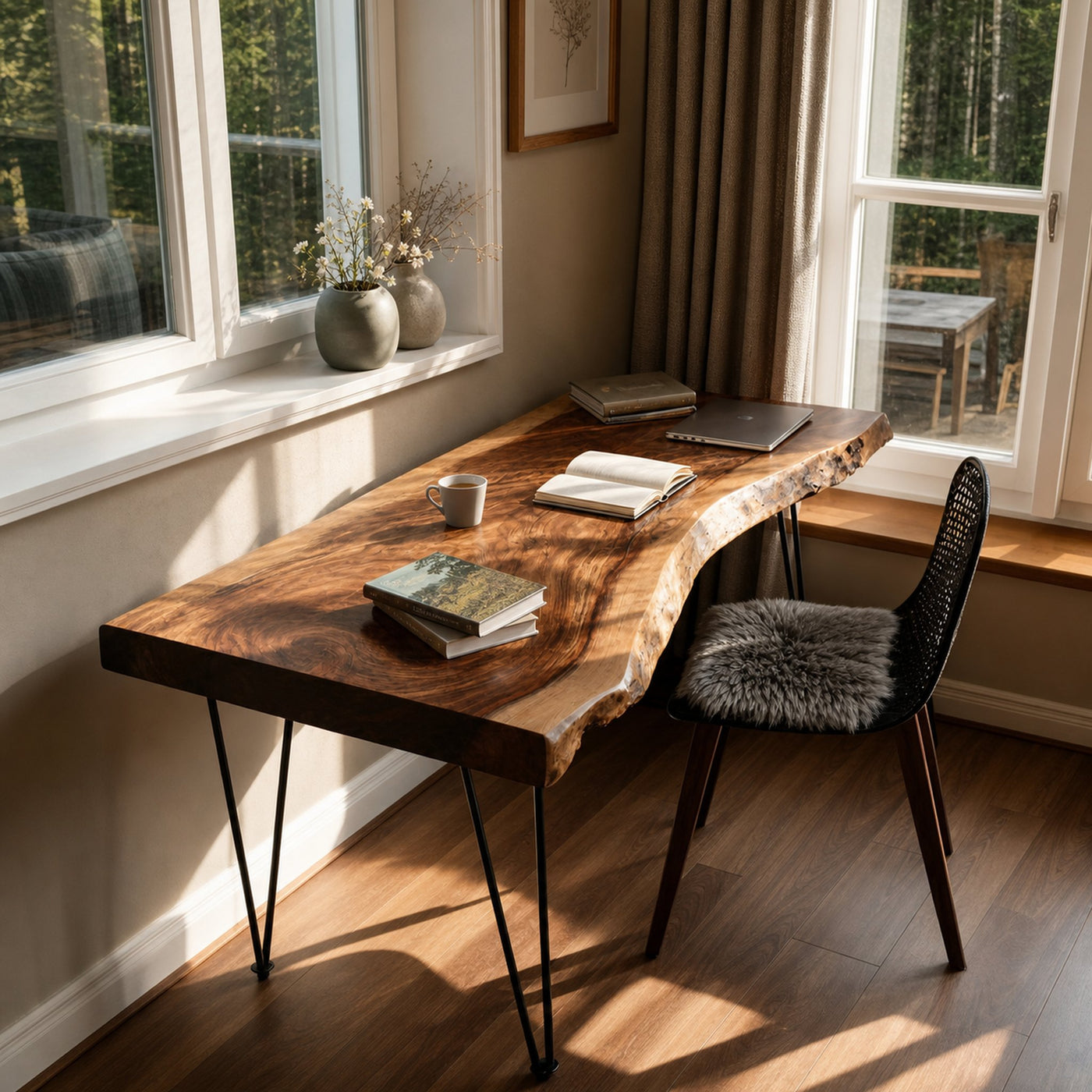 Handcrafted Live Edge Desk For Living Room Style - product view 2