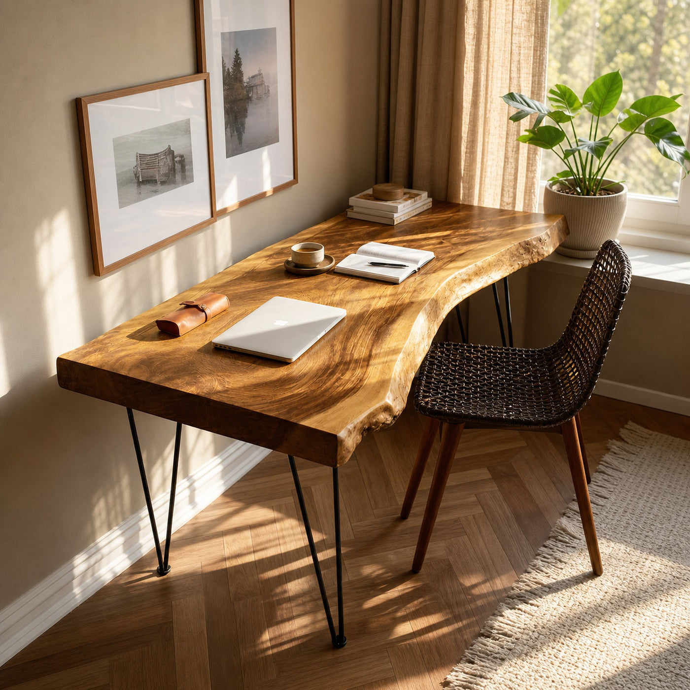 Handcrafted Live Edge Desk For Living Room Style - product view 5