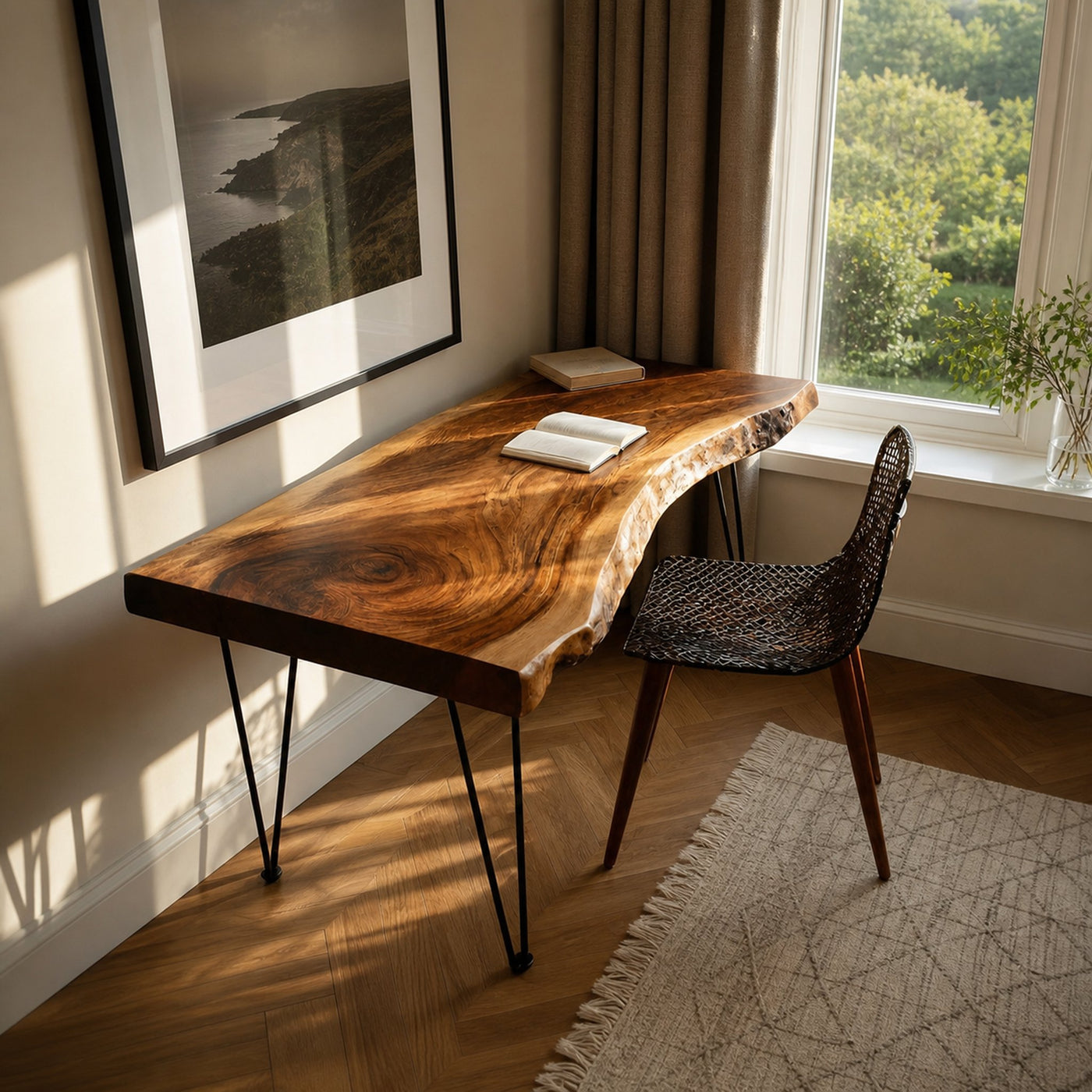 Handcrafted Live Edge Desk For Living Room Style - product view 6