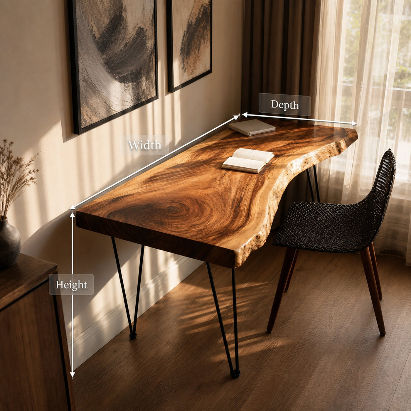 Handcrafted Live Edge Desk For Living Room Style - product view 8