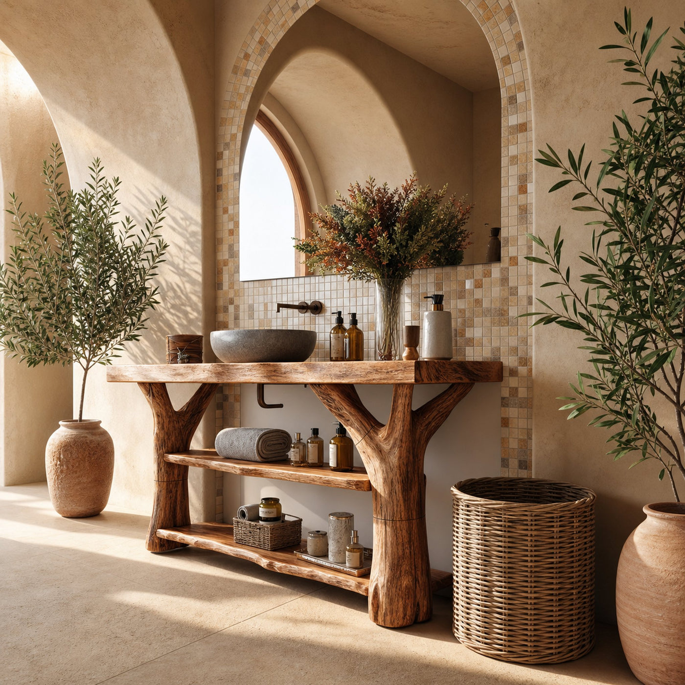 Handcrafted Live Edge Tree Trunk Vanity For Stylish Home Bathroom Decor - product view 2