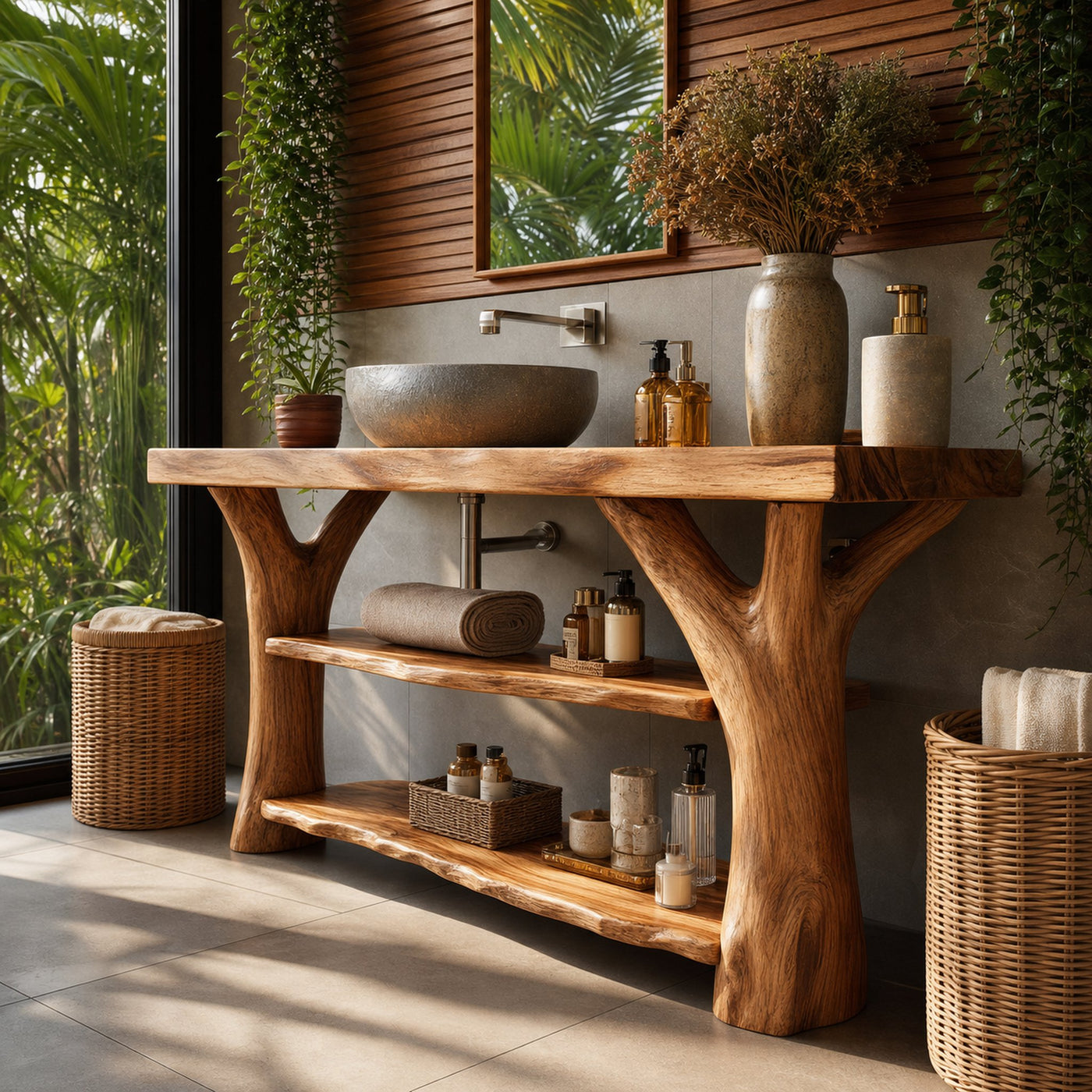Handcrafted Live Edge Tree Trunk Vanity For Stylish Home Bathroom Decor - product view 6