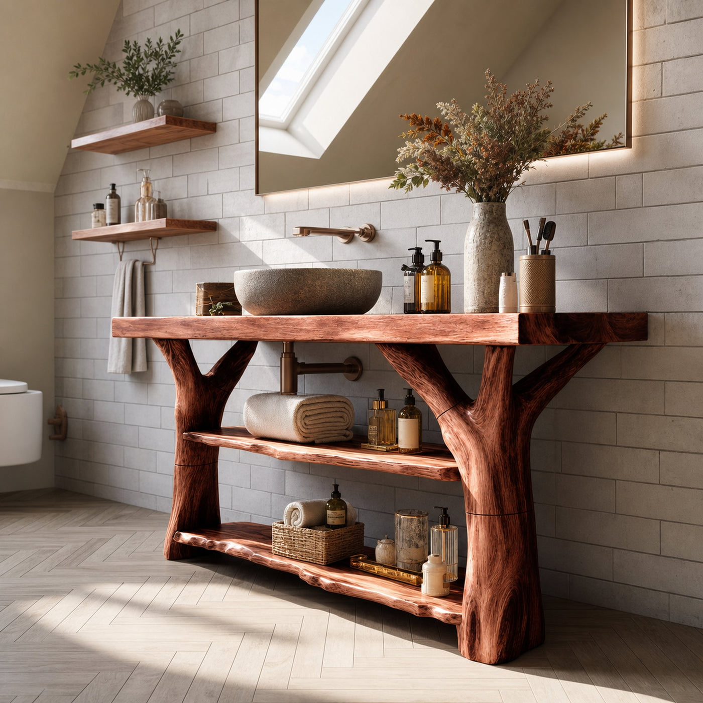 Handcrafted Live Edge Tree Trunk Vanity For Stylish Home Bathroom Decor - product view 7