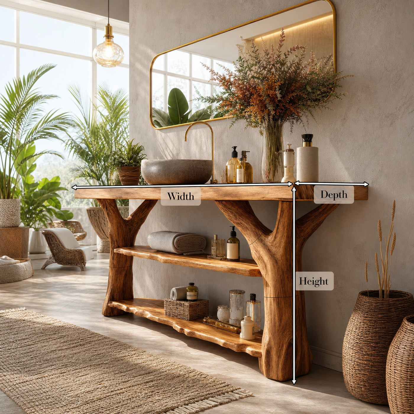 Handcrafted Live Edge Tree Trunk Vanity For Stylish Home Bathroom Decor - product view 8