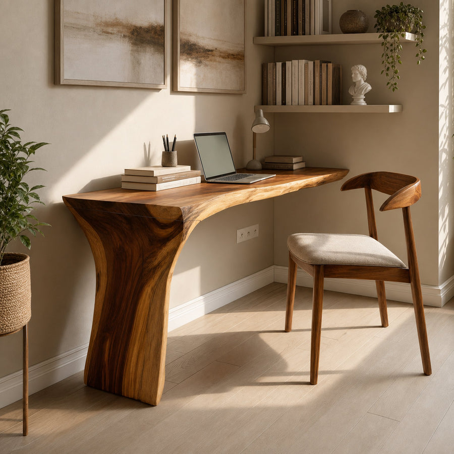 Handcrafted Live Edge Wood Desk For Home Studio Setup