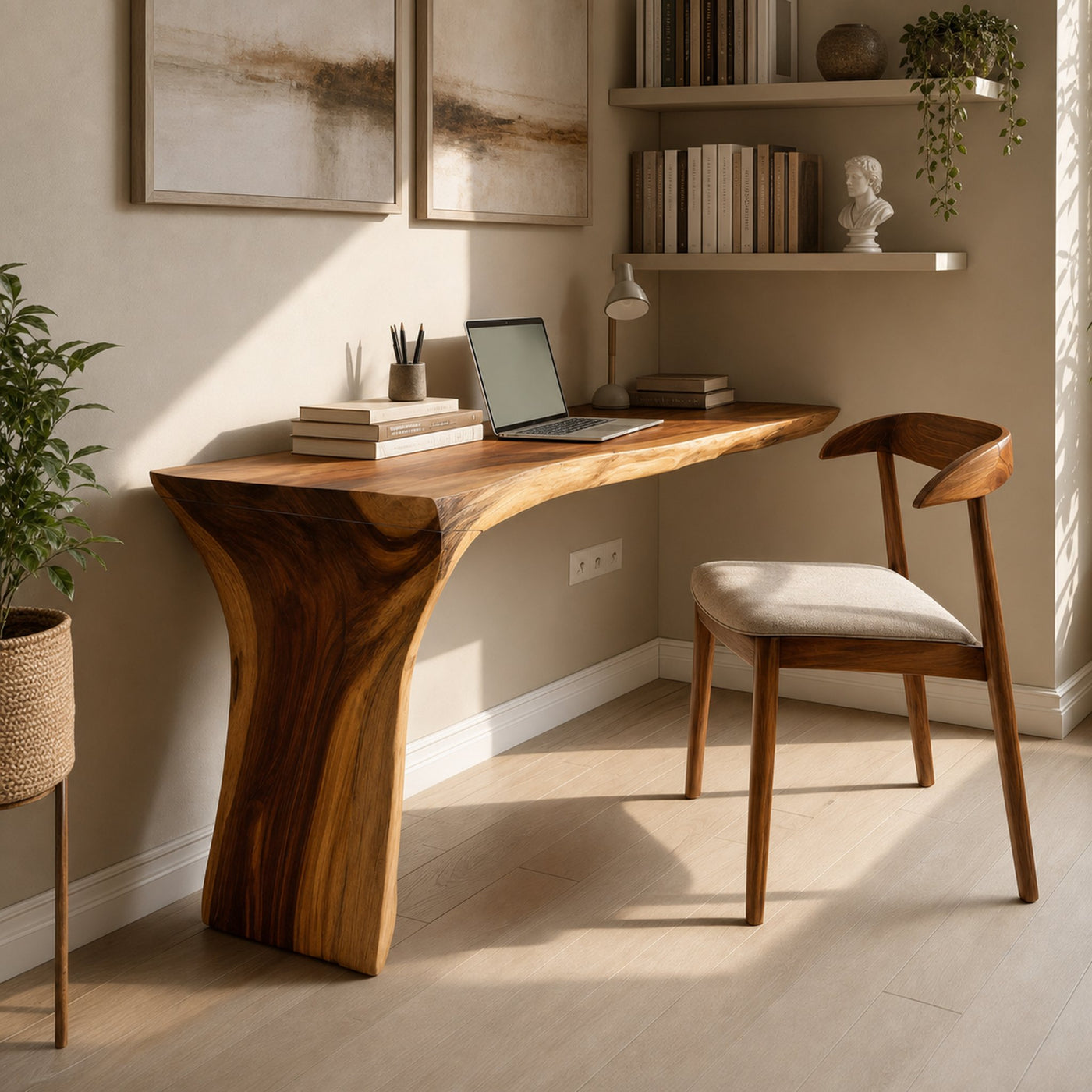 Handcrafted Live Edge Wood Desk For Home Studio Setup