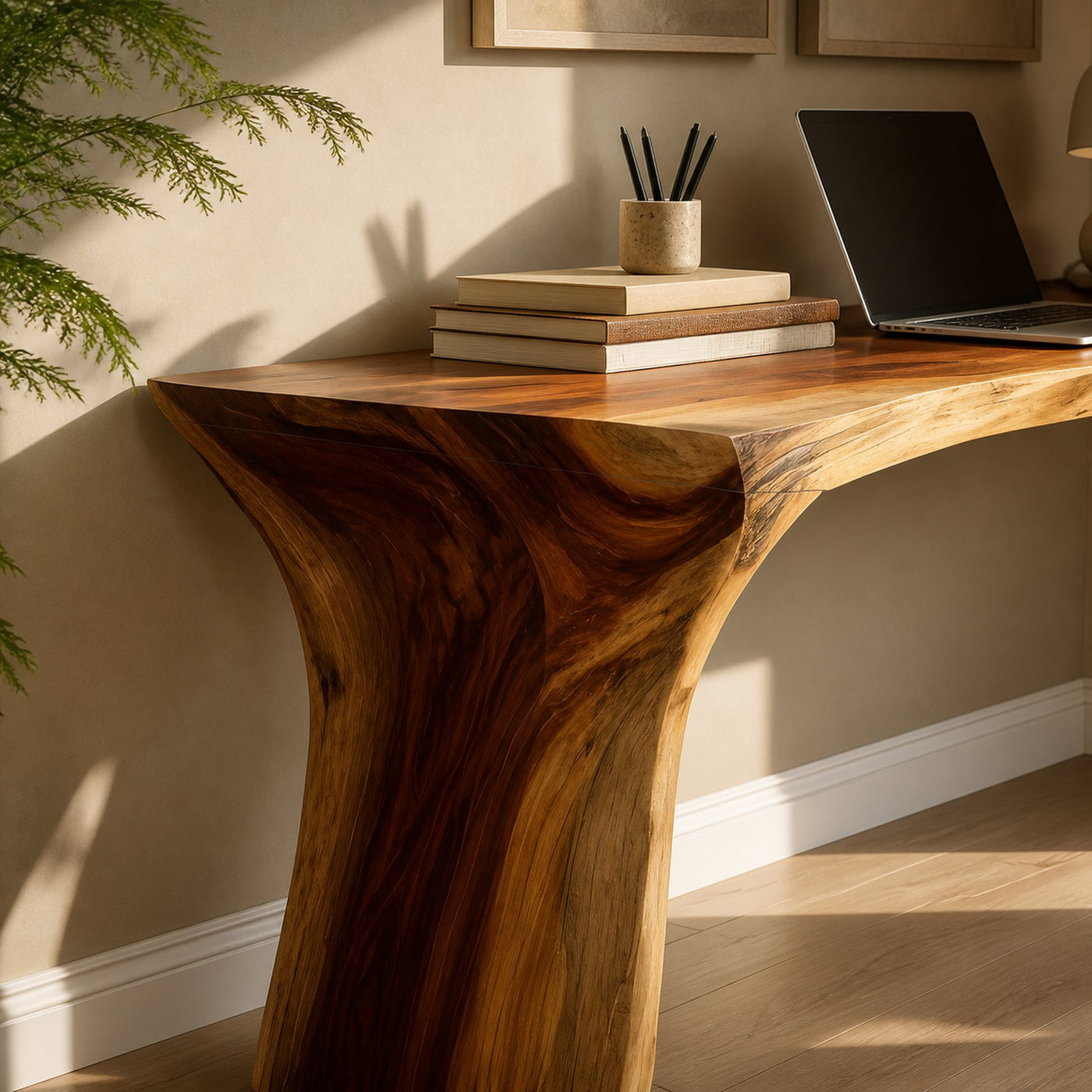 Handcrafted Live Edge Wood Desk For Home Studio Setup - product view 3