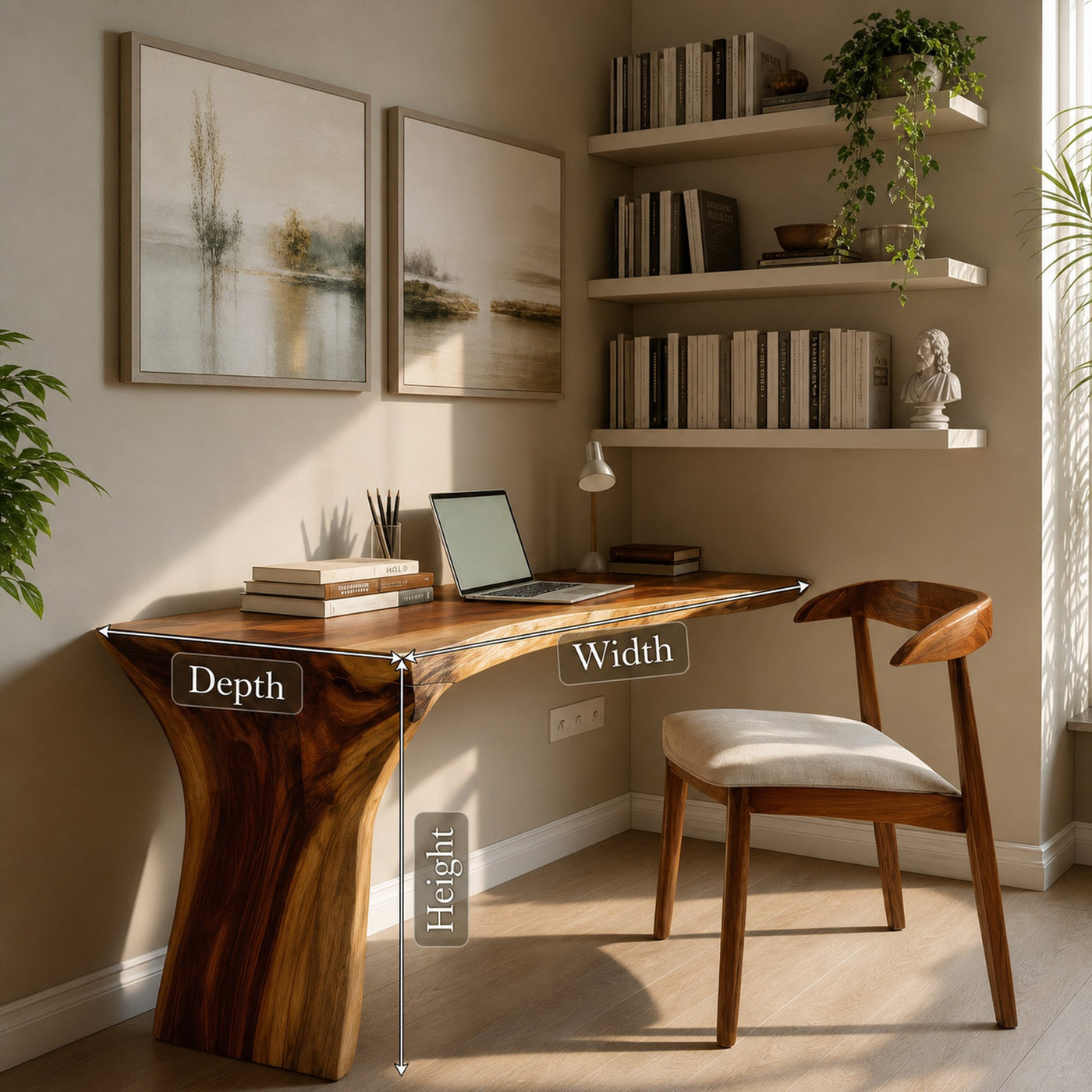 Handcrafted Live Edge Wood Desk For Home Studio Setup - product view 7
