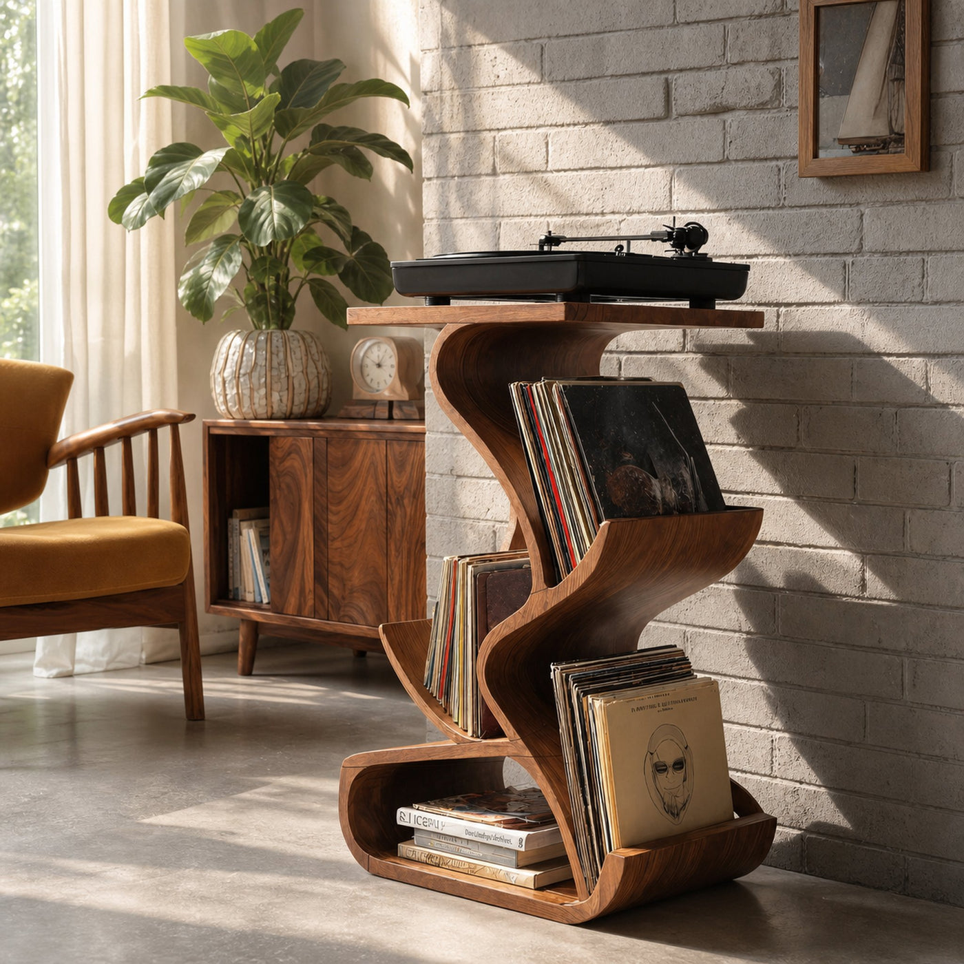 Handcrafted Record Stand With Storage For Furniture - product view 2