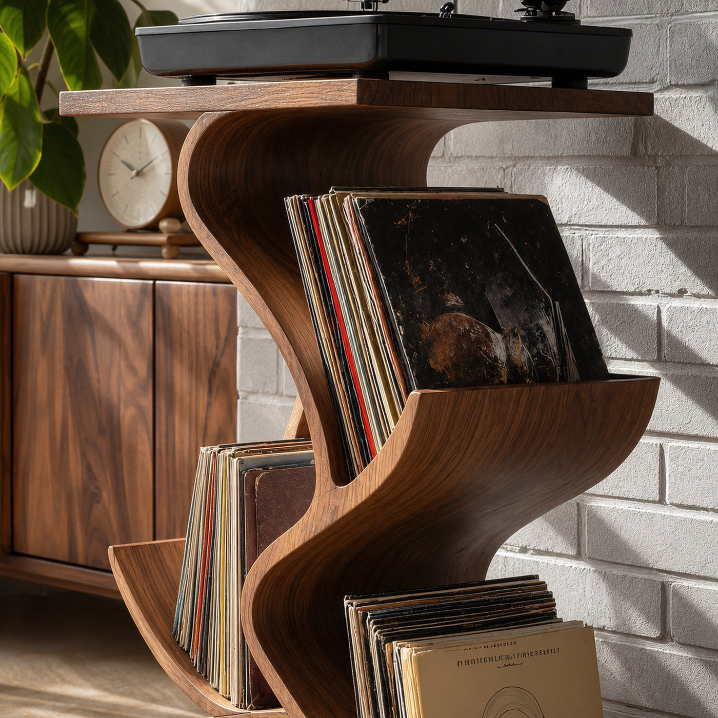 Handcrafted Record Stand With Storage For Furniture - product view 3
