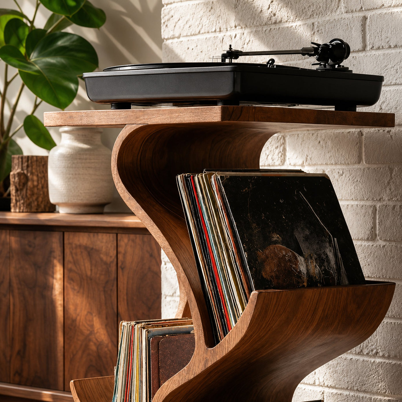 Handcrafted Record Stand With Storage For Furniture - product view 4